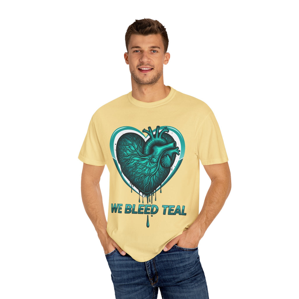 Teal Heart T-Shirt, Unisex Casual Shirt, Heart Health Awareness Tee, Gift for Men & Women, Comfortable Everyday Wear, We Bleed Teal Printify