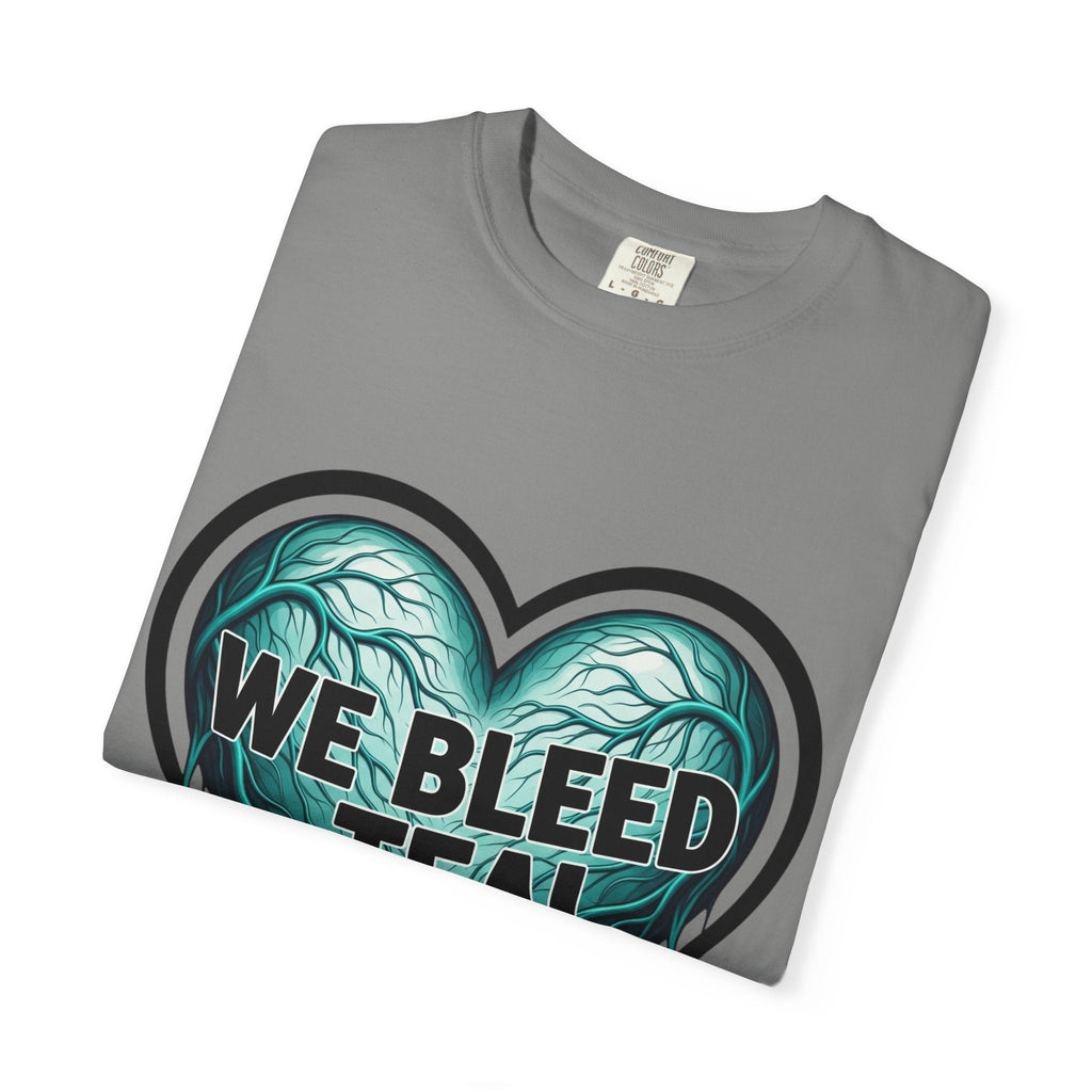 Teal Heart Awareness T-shirt, Unisex Gift for Mental Health, Eco-Friendly Tee, Bleed Teal Support, Casual Everyday Wear Printify