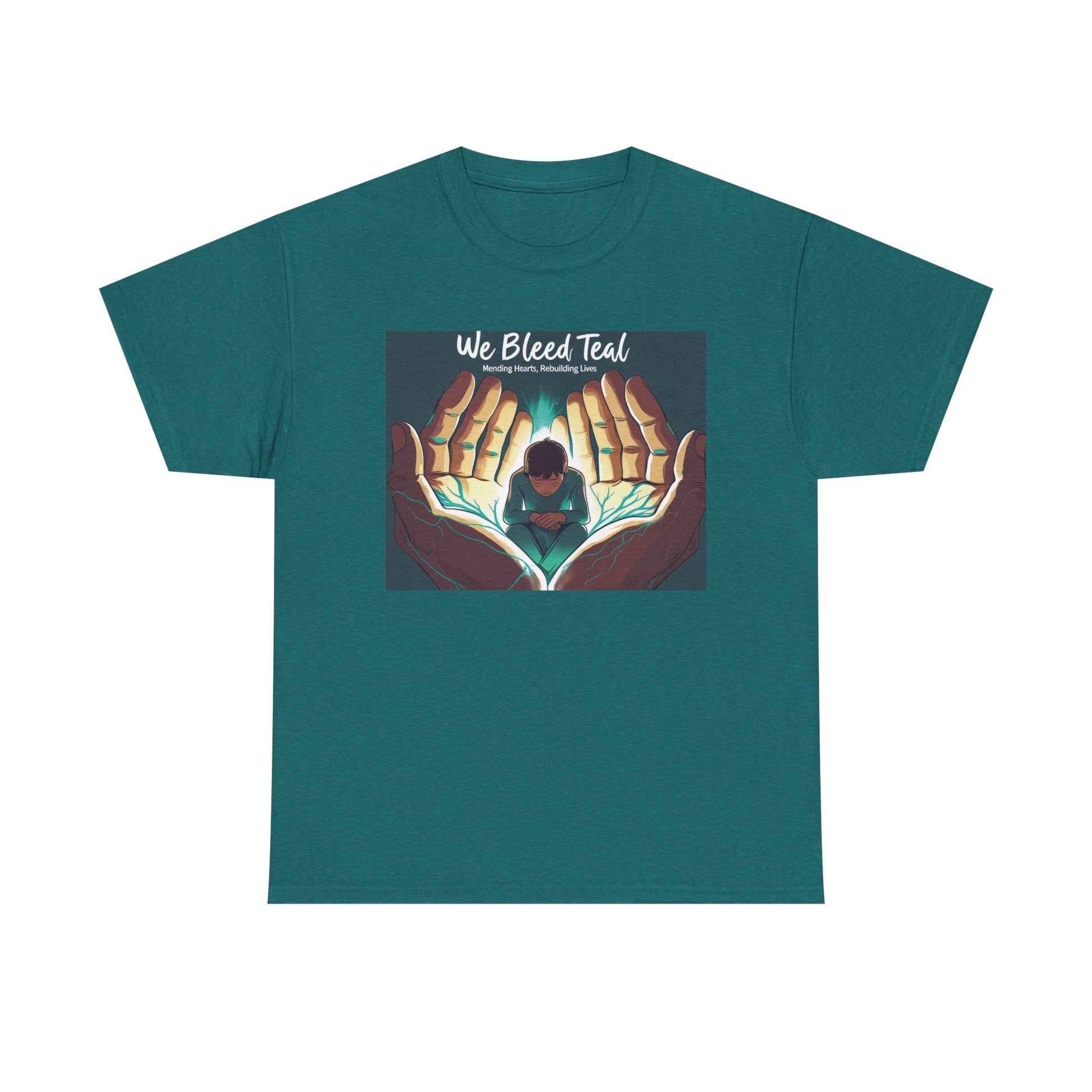 Teal Awareness Tee - We Bleed Teal - Unisex Heavy Cotton Shirt, Support Teal Ribbon, Gift for Awareness Events, Casual Wear, Summer Style