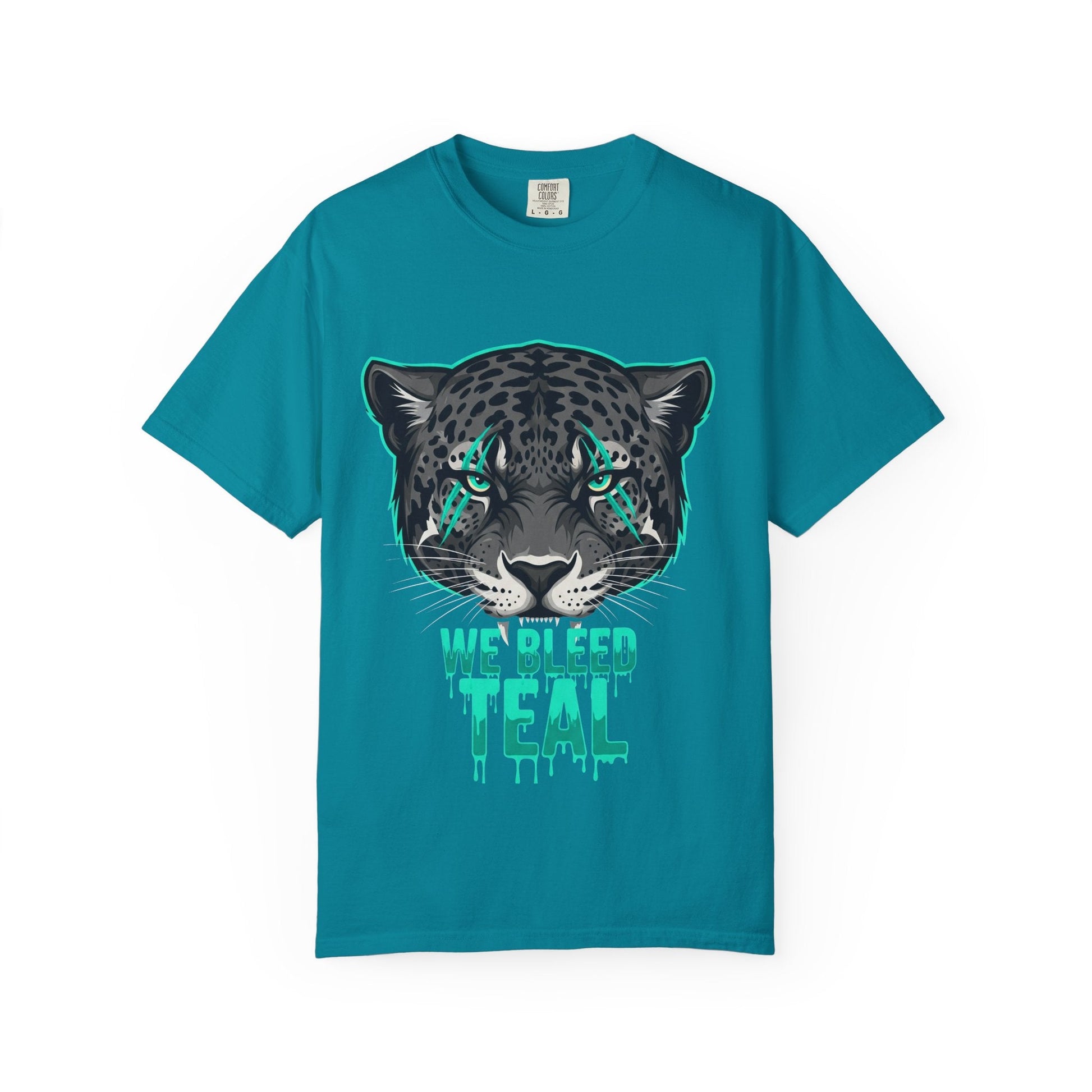 Teal Panther Unisex T-Shirt, Casual Graphic Tee, Animal Lover Gift, Unique Style, Eco-Friendly Apparel Printify