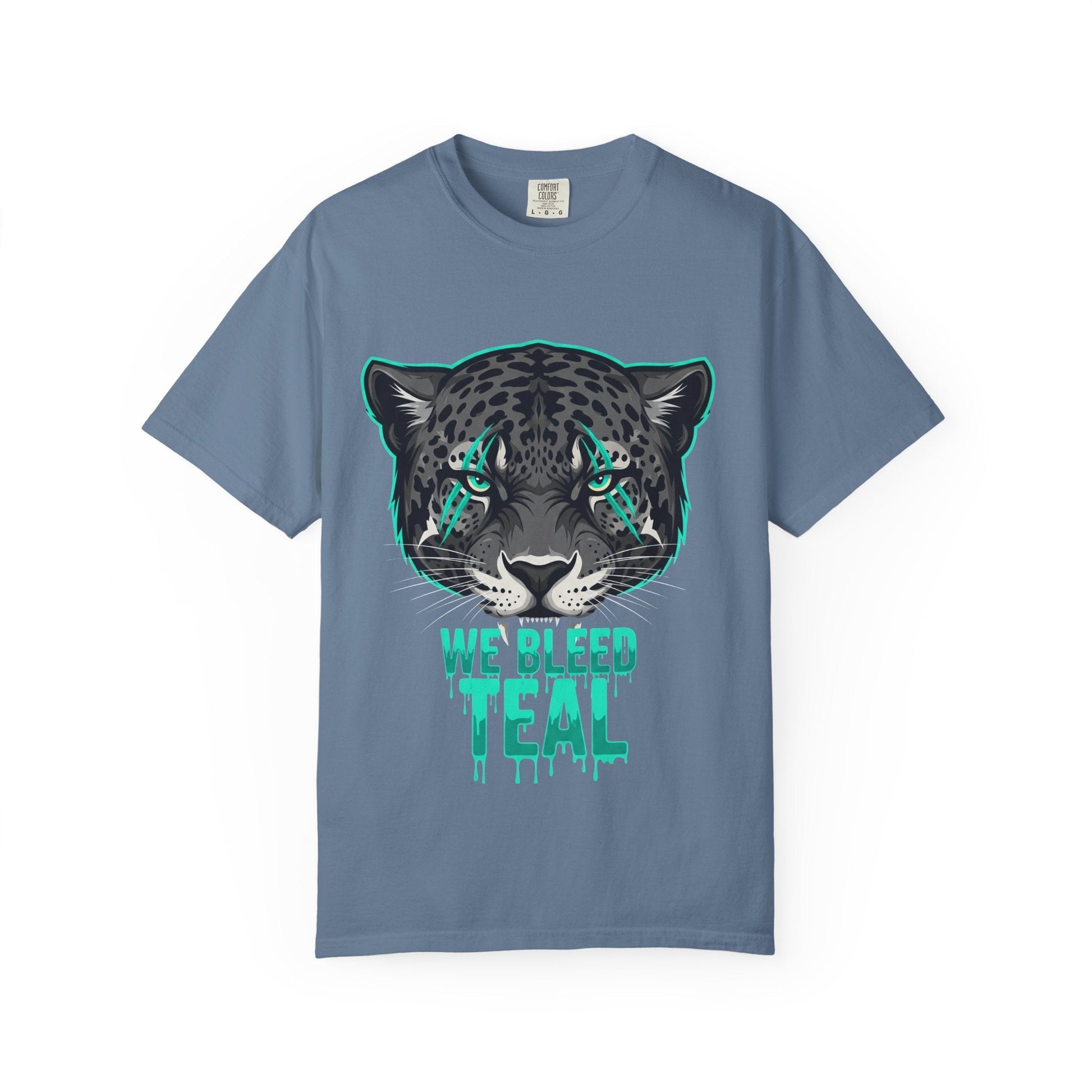Teal Panther Unisex T-Shirt, Casual Graphic Tee, Animal Lover Gift, Unique Style, Eco-Friendly Apparel Printify