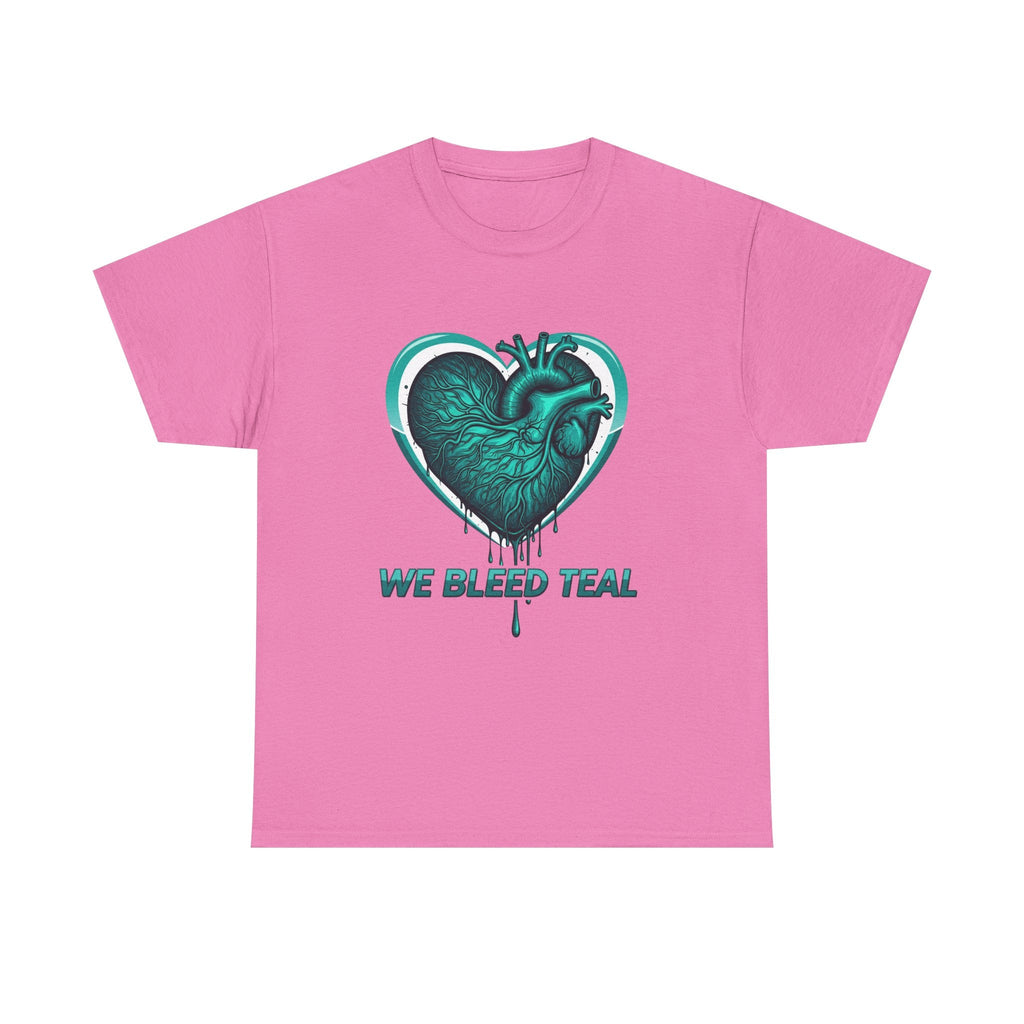 Teal Heart Awareness Tee, Unisex Cotton Shirt, Supportive Gear, Medical Awareness, Gift for Loved Ones, Casual Wear Printify