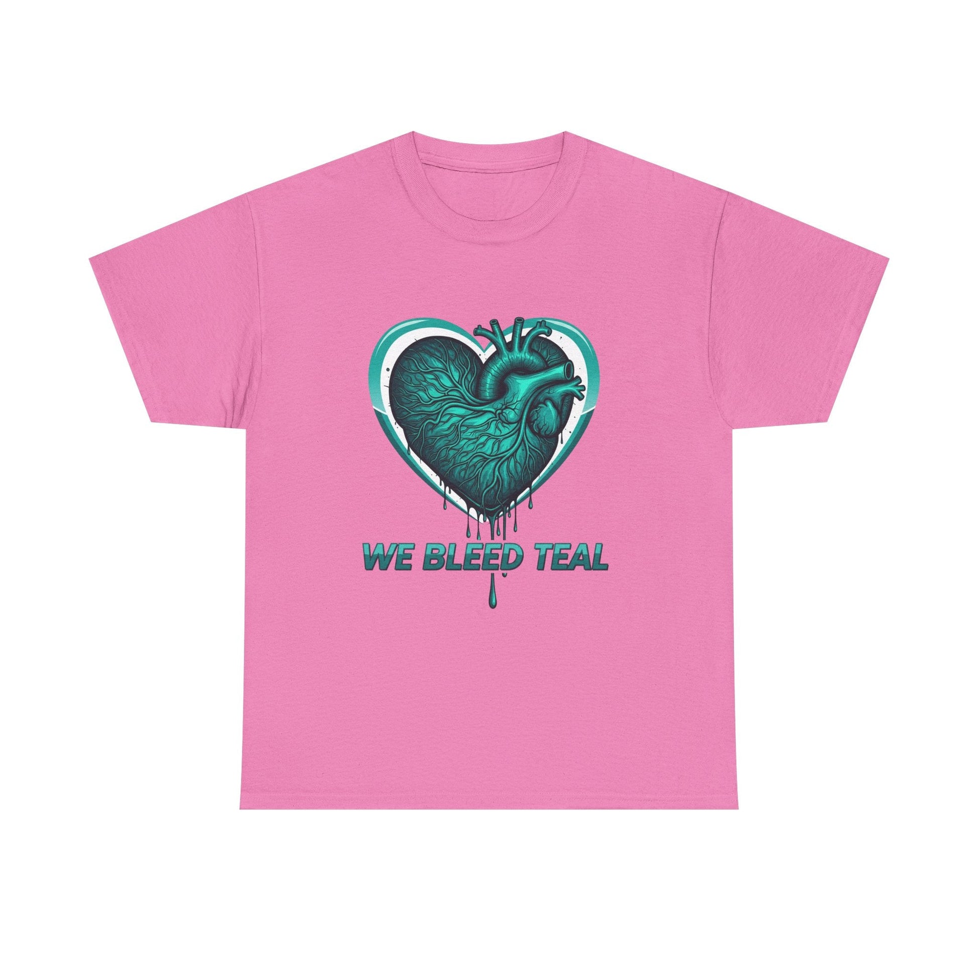 Teal Heart Awareness Tee, Unisex Cotton Shirt, Supportive Gear, Medical Awareness, Gift for Loved Ones, Casual Wear Printify