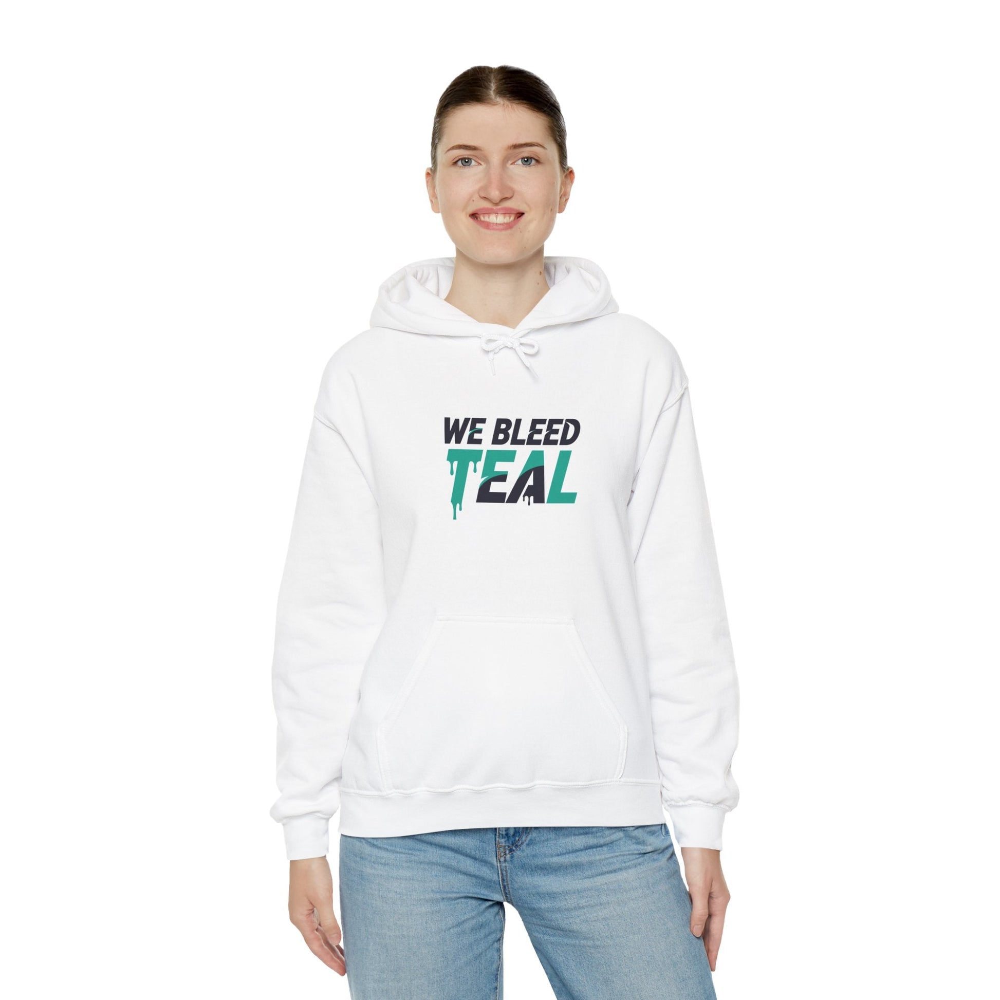 Teal Heart Hoodie - Unisex Heavy Blend Sweatshirt, Perfect for Gamers, Sport Fans, Casual Wear, Gift for Holidays Printify