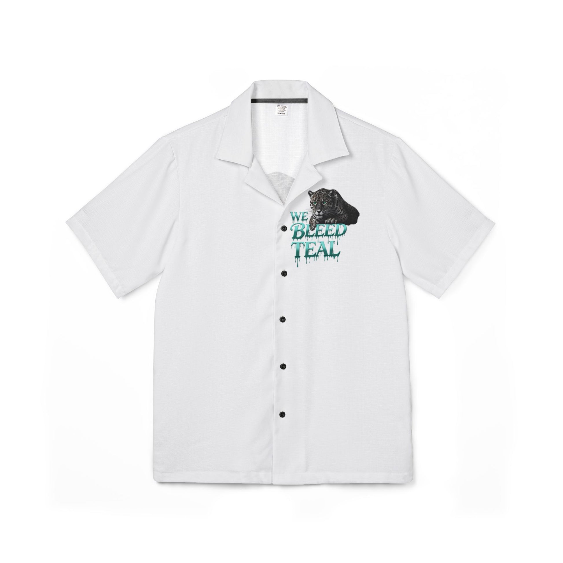 Men's Hawaiian Camp Shirt with Teal Bleed Design, Casual Summer Shirt, Vacation Wardrobe Essential, Unique Gift for Him, Beach Style Top