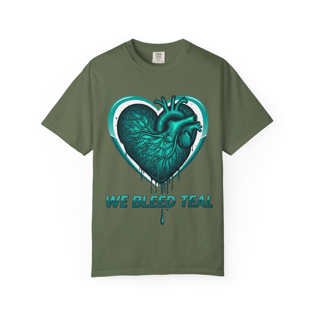 Teal Heart T-Shirt, Unisex Casual Shirt, Heart Health Awareness Tee, Gift for Men & Women, Comfortable Everyday Wear, We Bleed Teal Printify