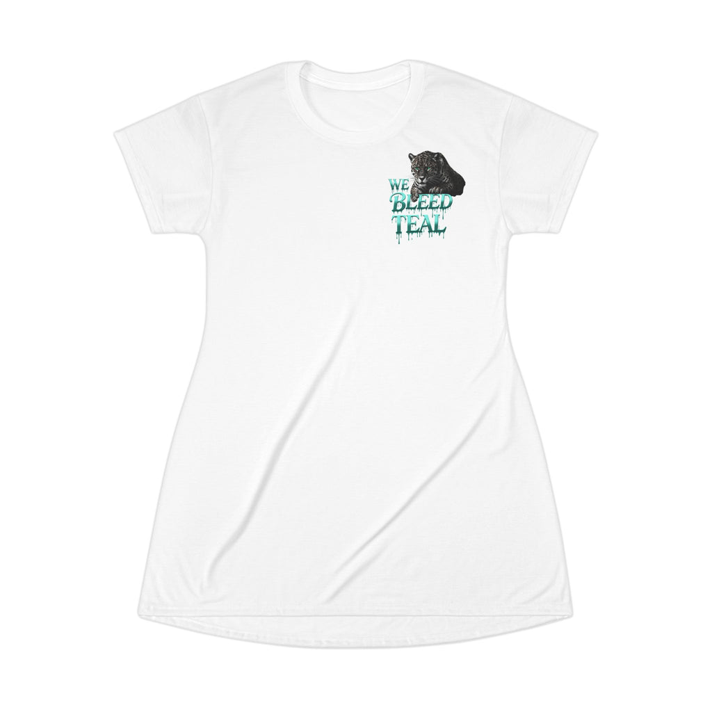 Teal Spirit T-Shirt Dress - Fun Casual Wear, Game Day Outfit, Unique Gift for Fans, Summer Wardrobe Essential, Sports League Apparel