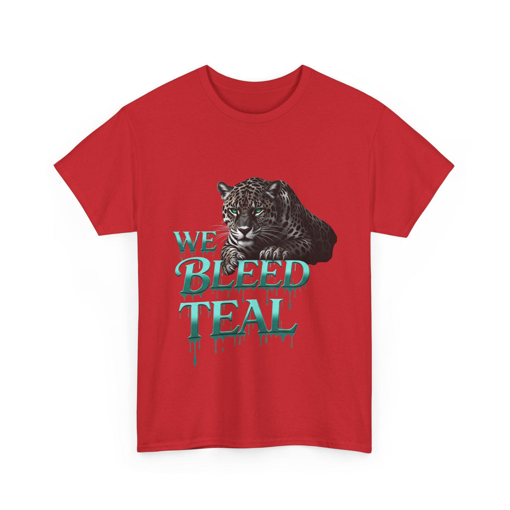 Teal Bleeding Cat Tee: Unisex Heavy Cotton Shirt, Pet Lover Gift, Casual Wear, Animal Lover Apparel, Unique Graphic Tee Printify