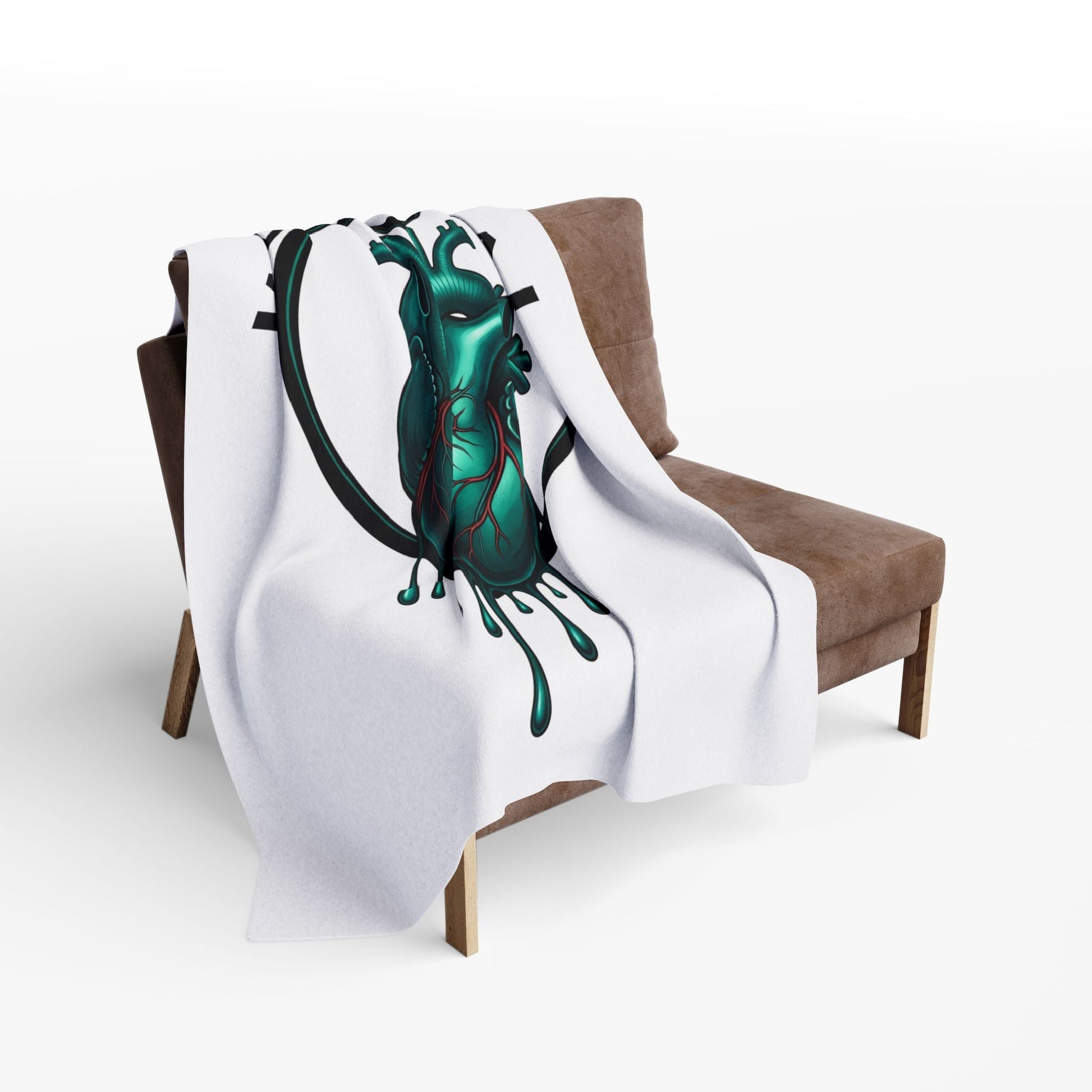 Teal Heart Fleece Blanket - Cozy Throw for Health Awareness, Gifts for Nurses, Valentine’s Day, Home Decor, Charity Fundraisers Printify