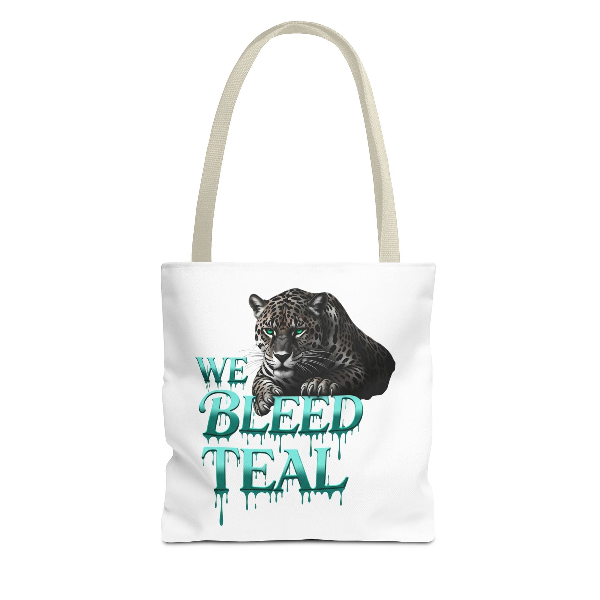 Teal Panther Tote Bag - We Bleed Teal, Animal Lover Gift, Eco-Friendly Bag, College Student Accessory, Unique Shopping Tote Printify