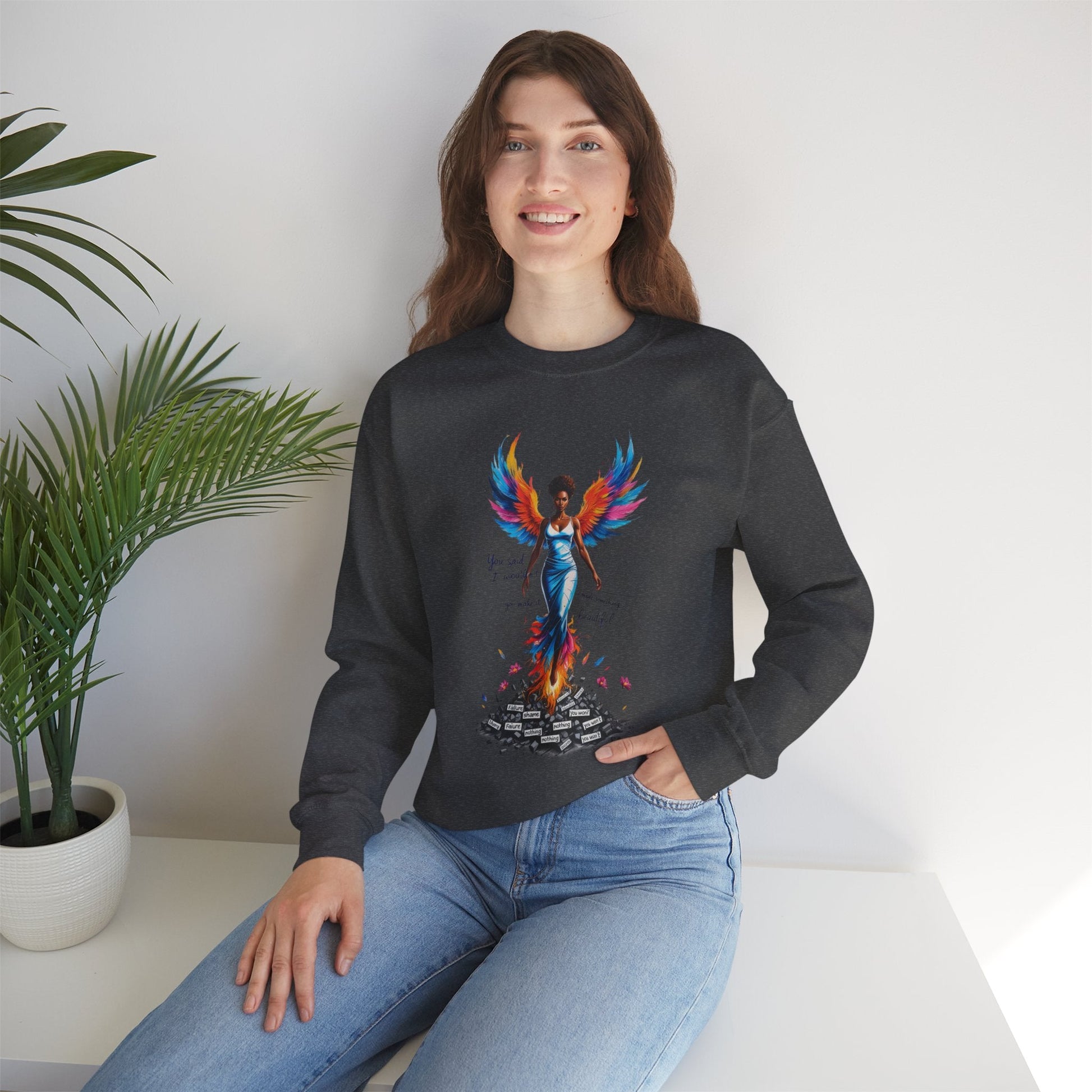 Phoenix Rising Sweatshirt - Inspirational Unisex Crewneck for Empowerment, Gift for Her, Motivational Apparel, Cozy Casual Wear, [...] Printify
