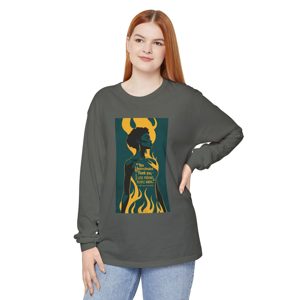 Unisex Long Sleeve Graphic Tee for Empowerment, Fierce Art Shirt, Wardrobe Essential, Unique Gift, Casual Fashion, Everyday Wear Printify