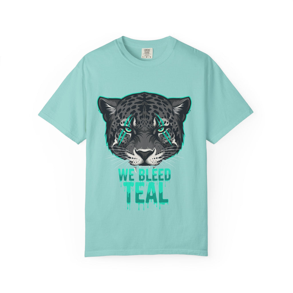 Teal Panther Unisex T-Shirt, Casual Graphic Tee, Animal Lover Gift, Unique Style, Eco-Friendly Apparel Printify