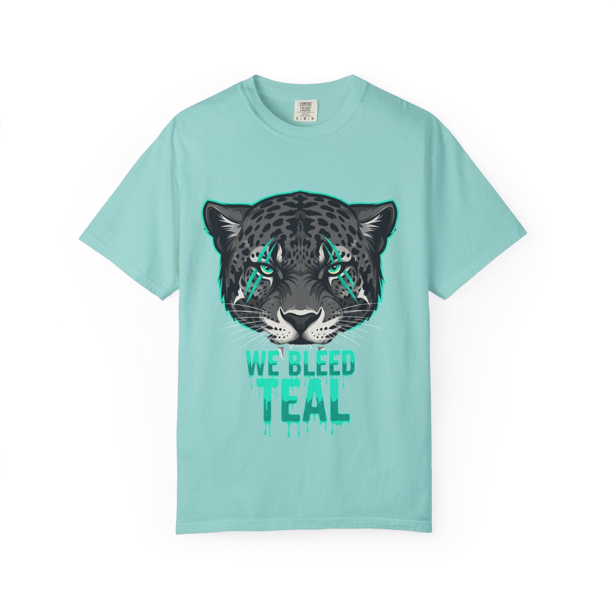Teal Panther Unisex T-Shirt, Casual Graphic Tee, Animal Lover Gift, Unique Style, Eco-Friendly Apparel Printify