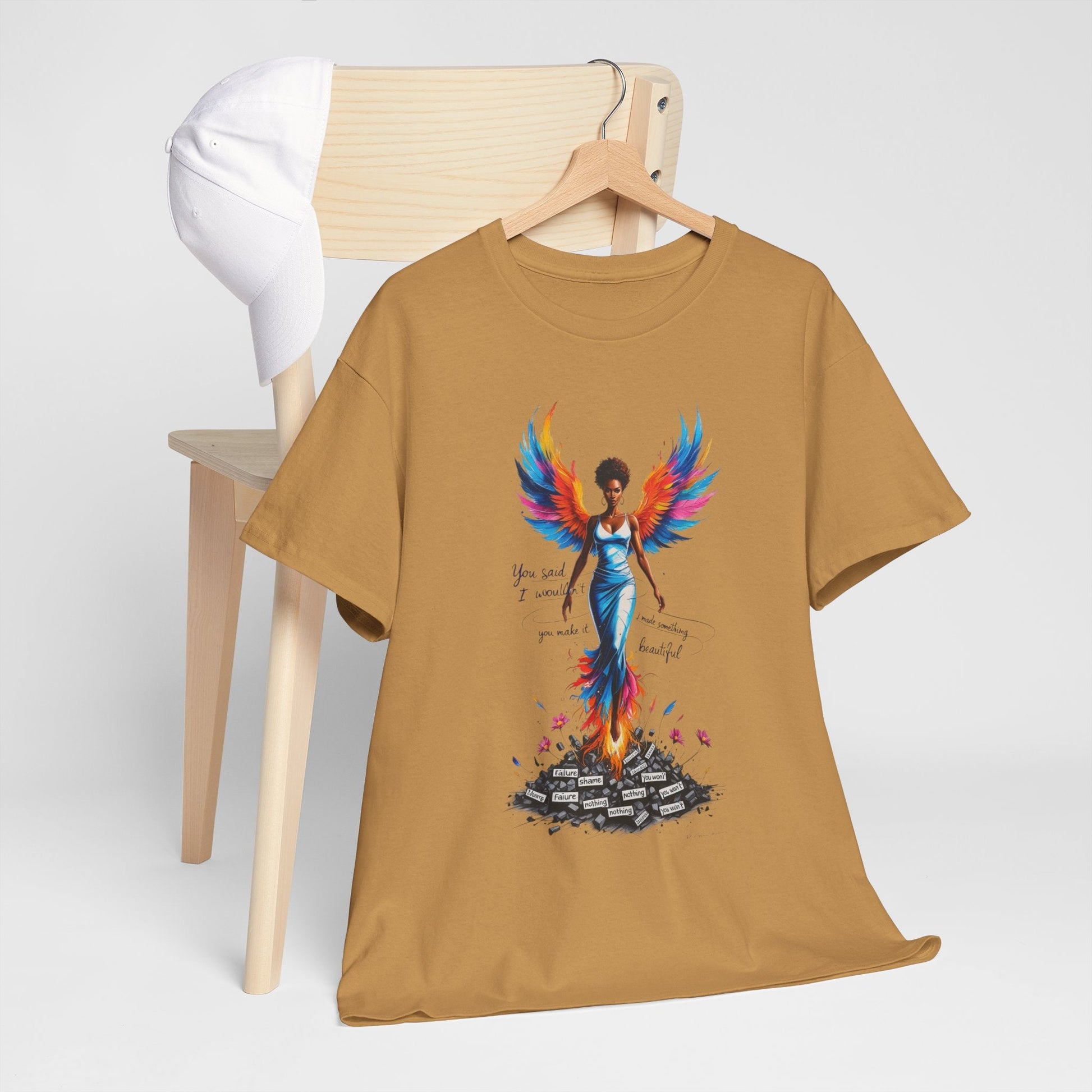 Vibrant Angelic Heavy Cotton Tee - Unisex T-Shirt, Inspirational Apparel, Casual Wear, Gift for Her, Spiritual Fashion Printify