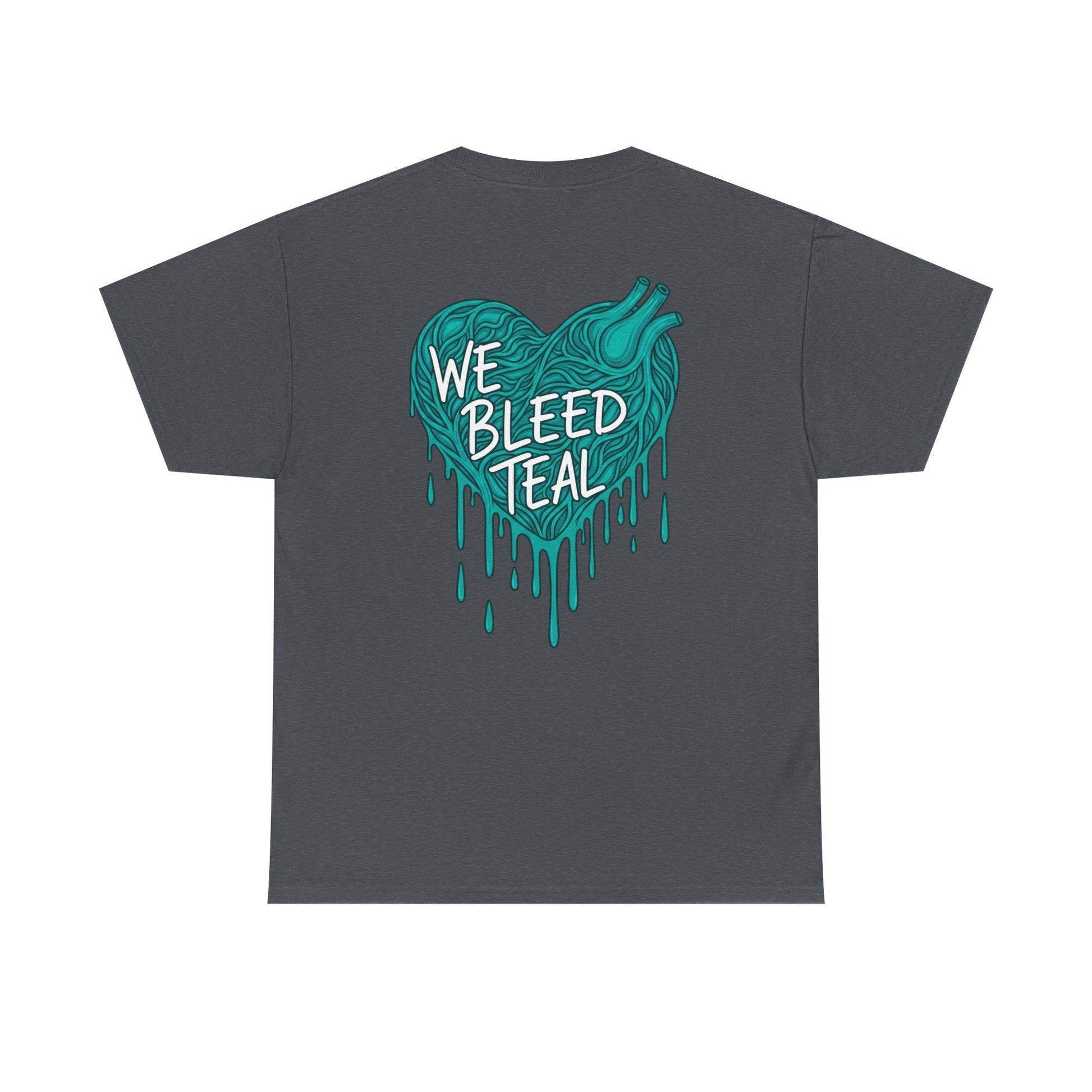 Teal Heart Tee - Unisex Heavy Cotton T-Shirt, Gift for Sports Fans, Casual Wear, Team Spirit Apparel, Soft Cotton Tee, Everyday Comfort Printify