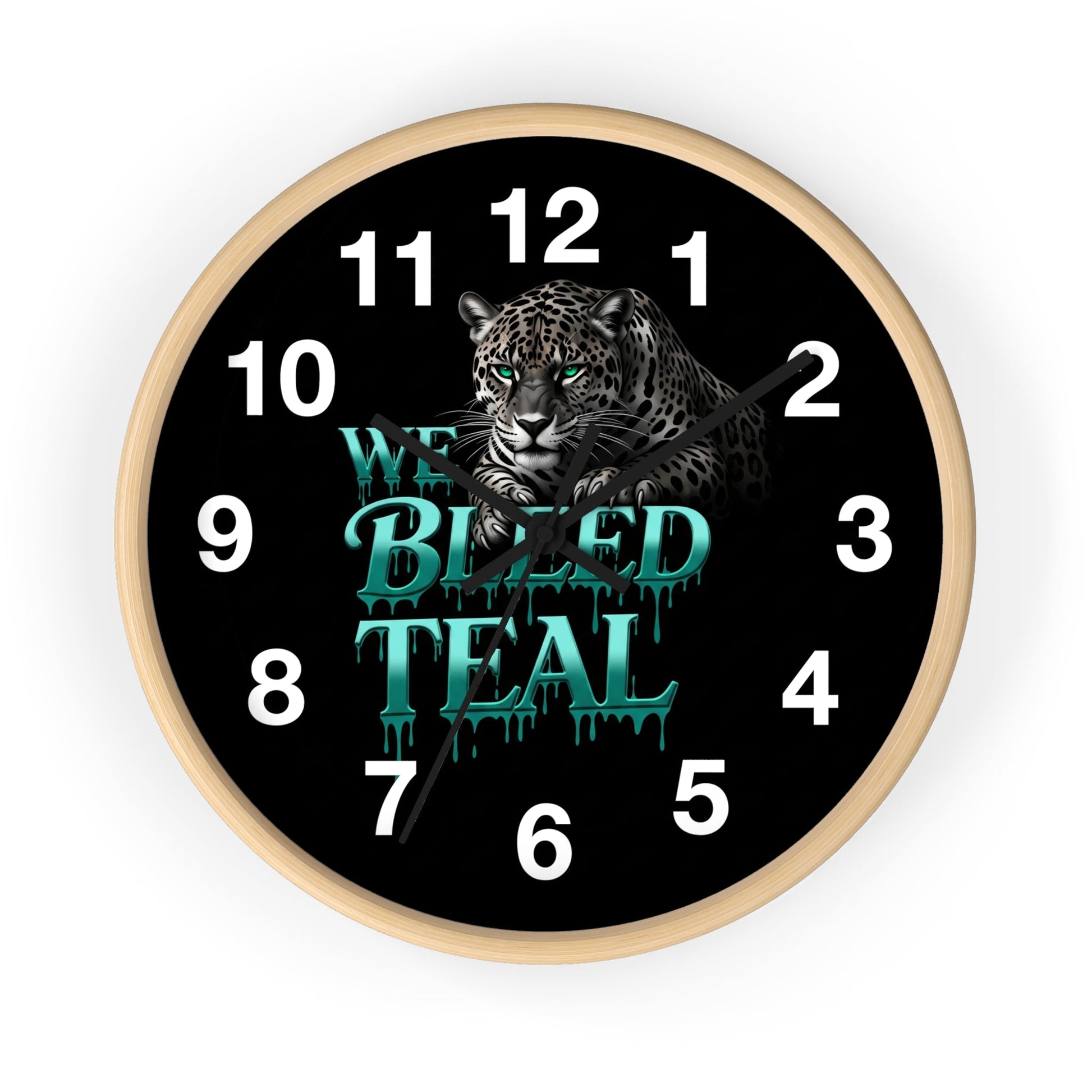 Teal Panther Wall Clock, Decor for Home, Unique Office Clock, Gift for Cat Lovers, Sports Team Home Decor Printify