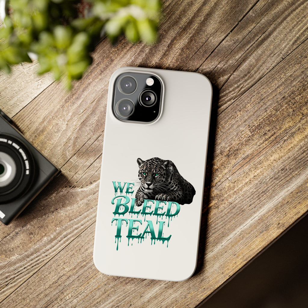 Teal Panther Slim Phone Case - Bold Animal Design, Unique Gift for Wildlife Lovers, Stylish Phone Accessory, Modern Aesthetic, Trendy [...] Printify