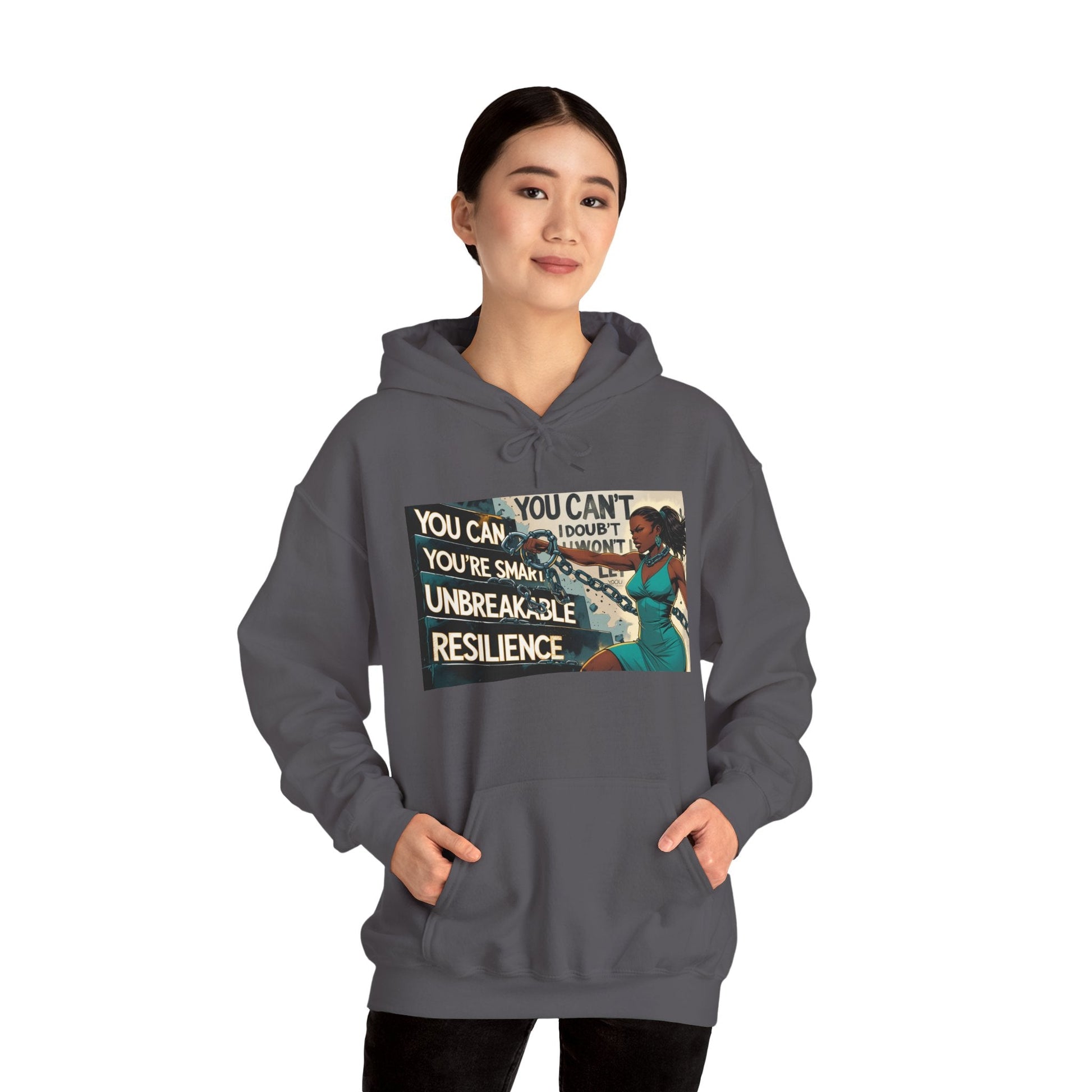 Empowering Resilience Hoodie, Motivational Hooded Sweatshirt, Unisex Sweatshirt for Self-Confidence, Inspirational Gift, Casual Wear Printify