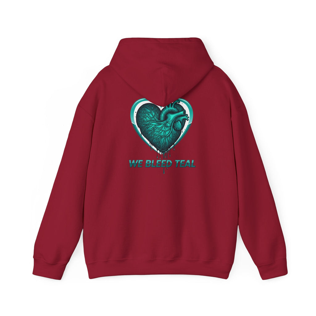 Teal Heart Hoodie - Unisex Heavy Blend Sweatshirt, Perfect for Gamers, Sport Fans, Casual Wear, Gift for Holidays Printify