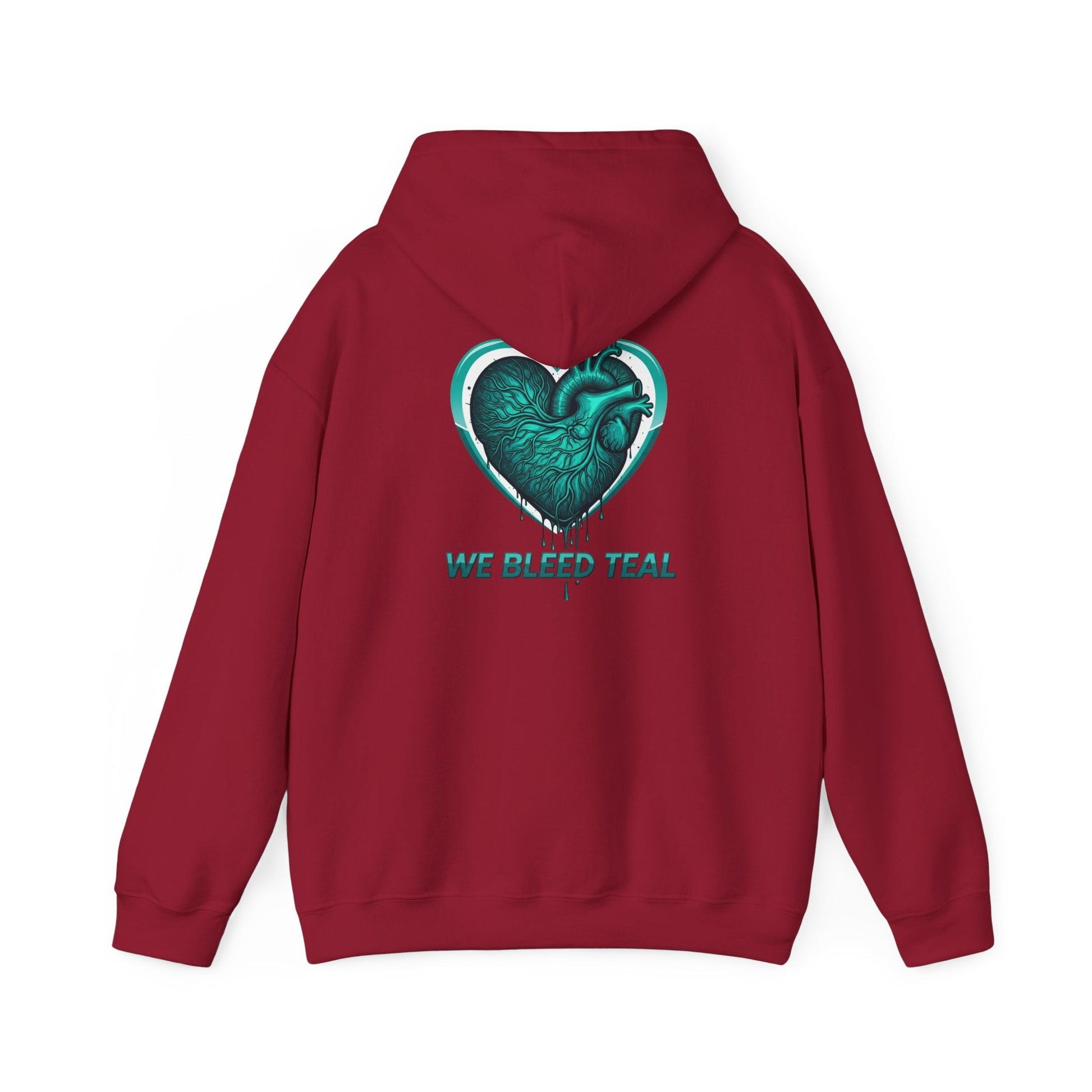 Teal Heart Hoodie - Unisex Heavy Blend Sweatshirt, Perfect for Gamers, Sport Fans, Casual Wear, Gift for Holidays Printify