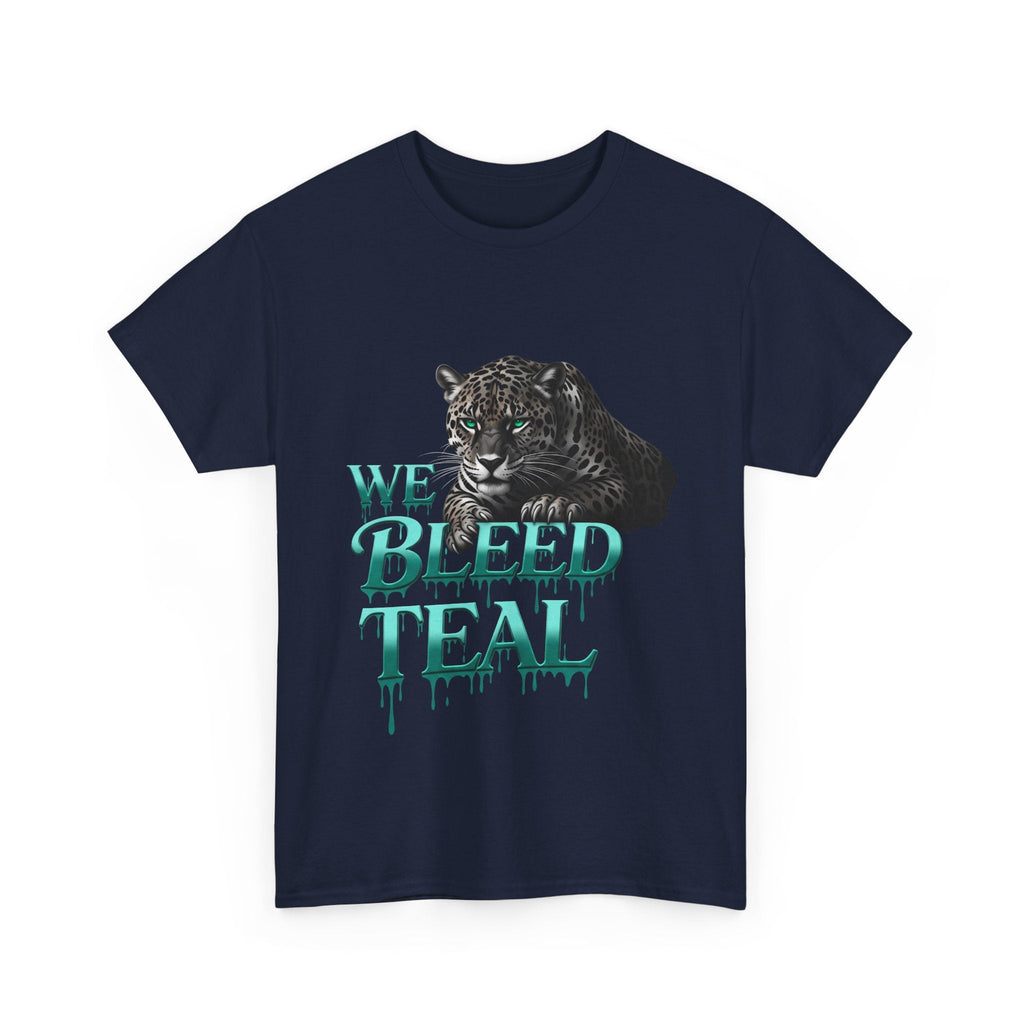 Teal Bleeding Cat Tee: Unisex Heavy Cotton Shirt, Pet Lover Gift, Casual Wear, Animal Lover Apparel, Unique Graphic Tee Printify