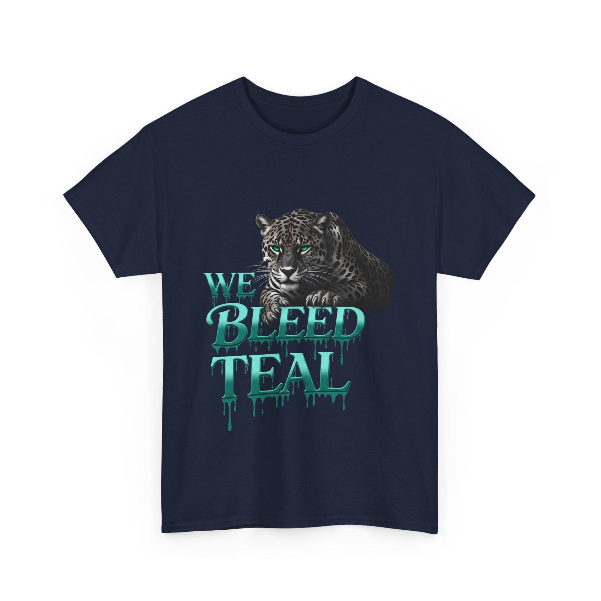 Teal Bleeding Cat Tee: Unisex Heavy Cotton Shirt, Pet Lover Gift, Casual Wear, Animal Lover Apparel, Unique Graphic Tee Printify