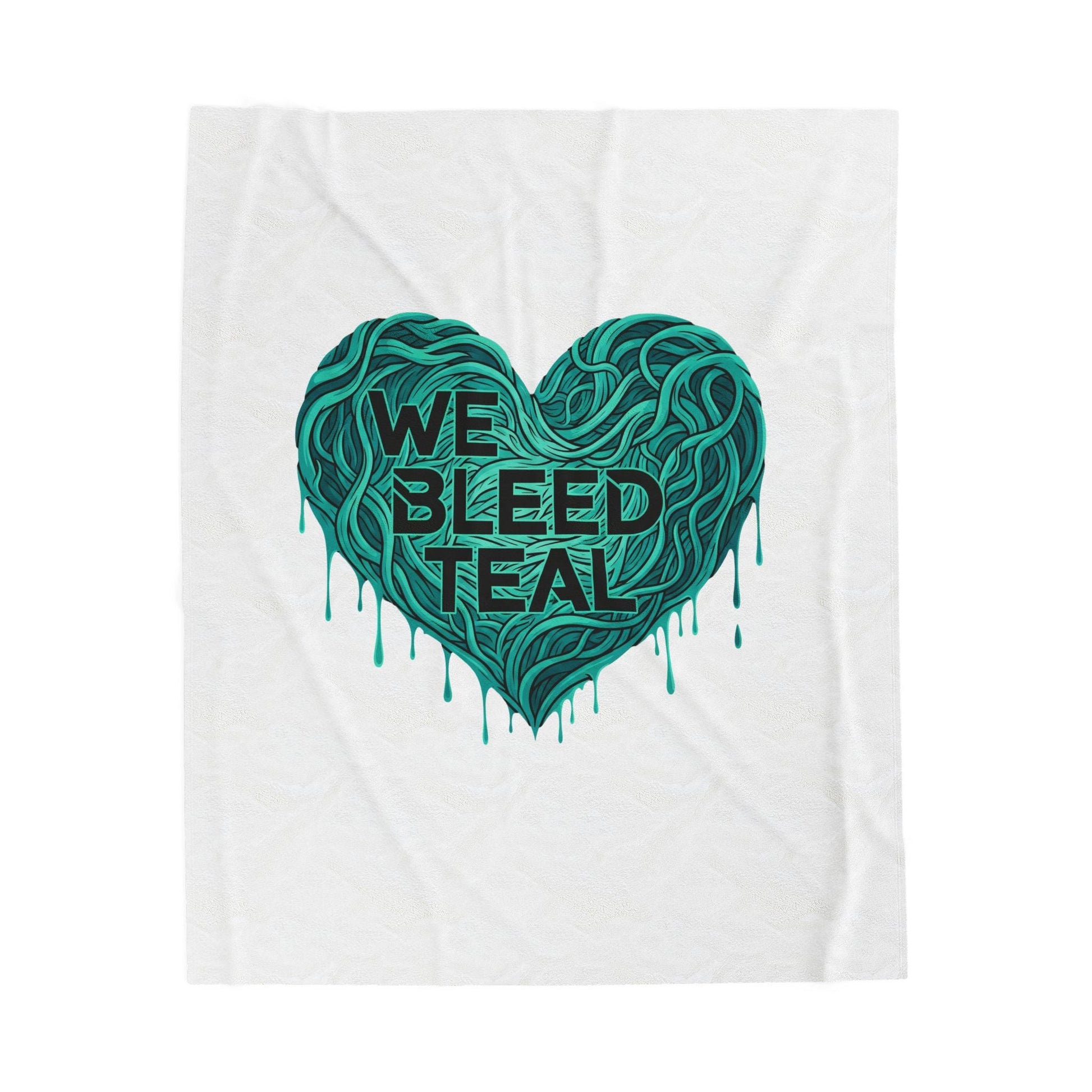 Teal Heart Velveteen Plush Blanket | Cozy Home Decor, Gift for Teal Supporters, Soft Throw for Comfort, Heartfelt Gift Ideas Printify