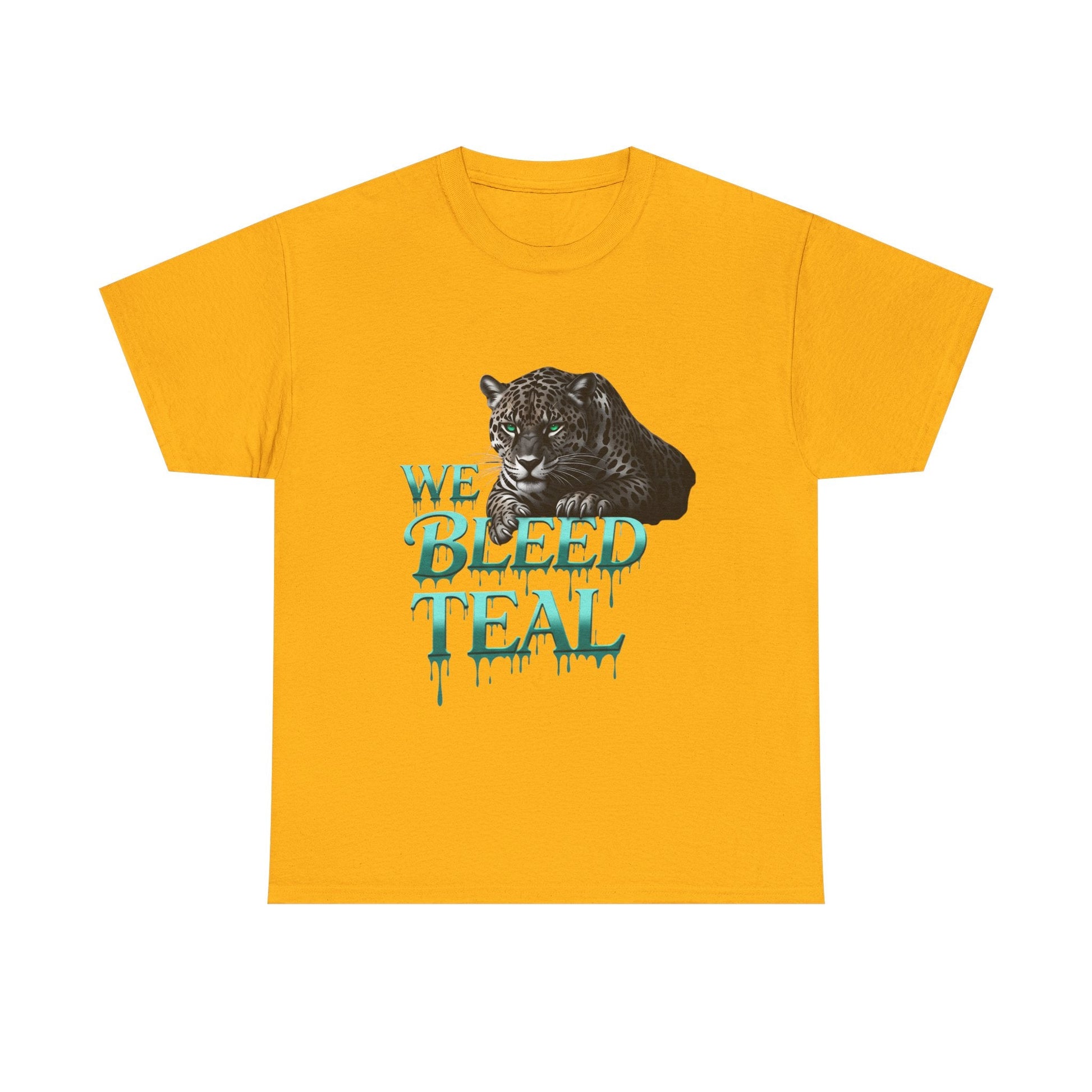 Teal Bleeding Cat Tee: Unisex Heavy Cotton Shirt, Pet Lover Gift, Casual Wear, Animal Lover Apparel, Unique Graphic Tee Printify