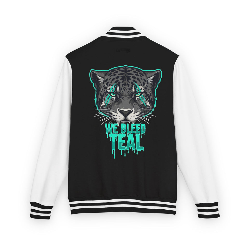 Teal Cheetah Letterman Jacket, Unisex Varsity Jacket, Stylish College Apparel, Gift for Sports Fans, Trendy Streetwear, Casual Fashion