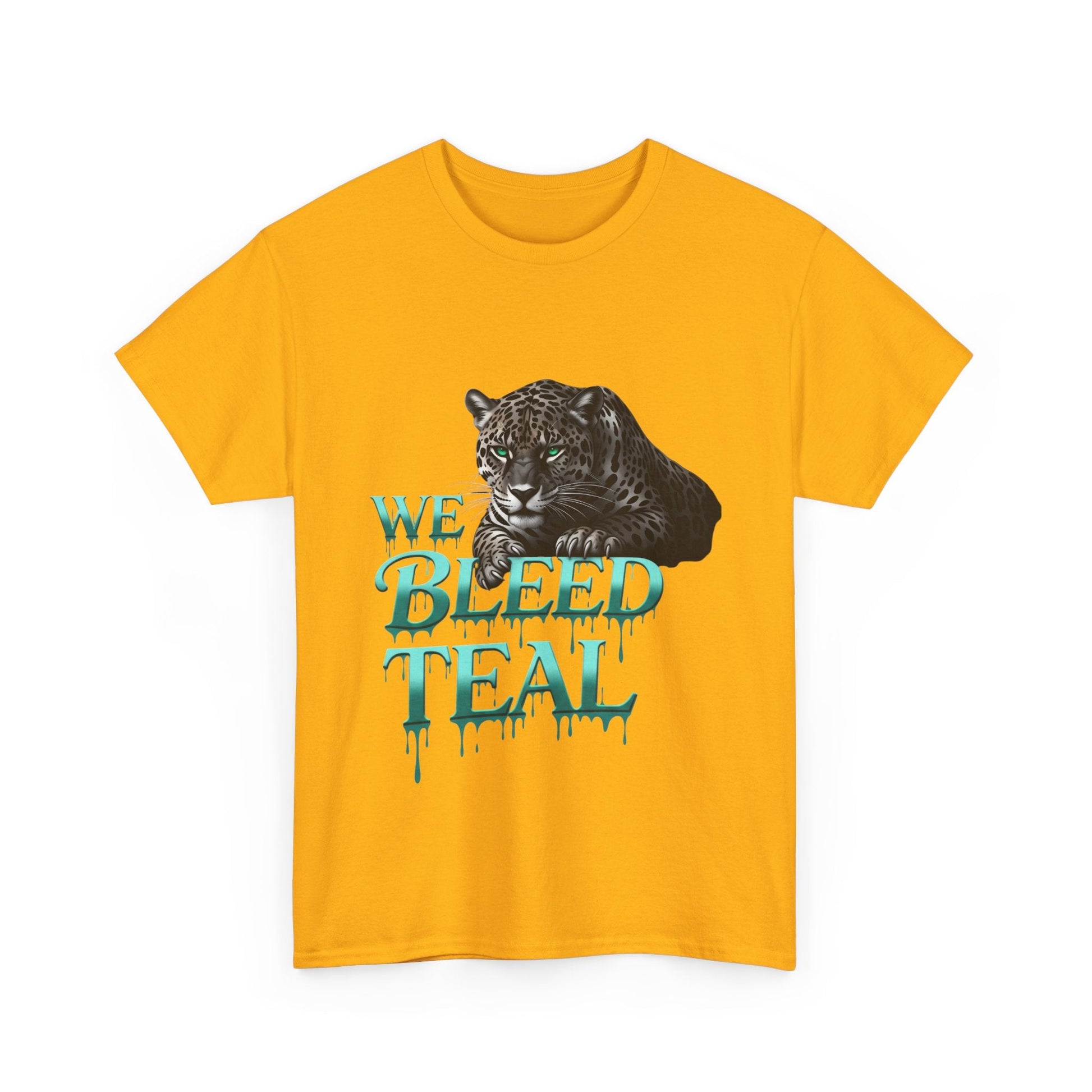 Teal Bleeding Cat Tee: Unisex Heavy Cotton Shirt, Pet Lover Gift, Casual Wear, Animal Lover Apparel, Unique Graphic Tee Printify