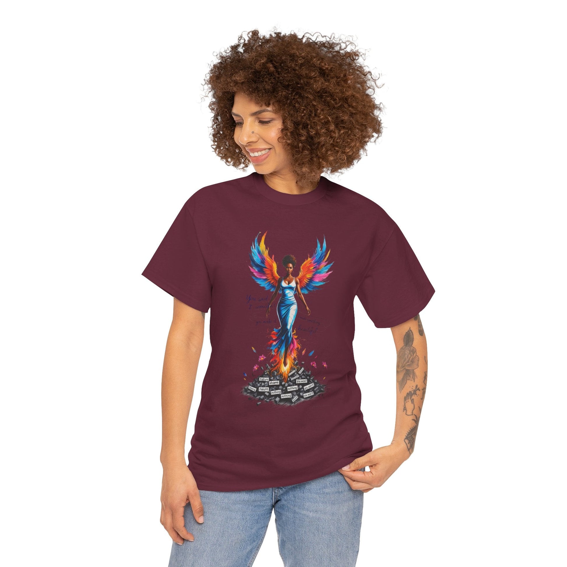 Vibrant Angelic Heavy Cotton Tee - Unisex T-Shirt, Inspirational Apparel, Casual Wear, Gift for Her, Spiritual Fashion Printify