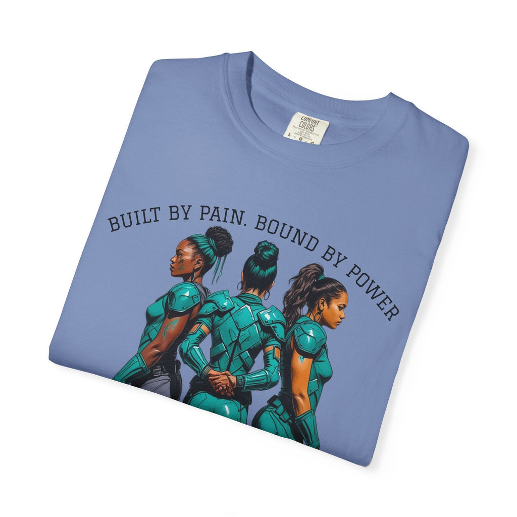 Empowerment Graphic Tee, Built by Pain Bound by Power Shirt, Unisex Motivational T-Shirt, Fitness Apparel, Unique Gift for Warriors Printify