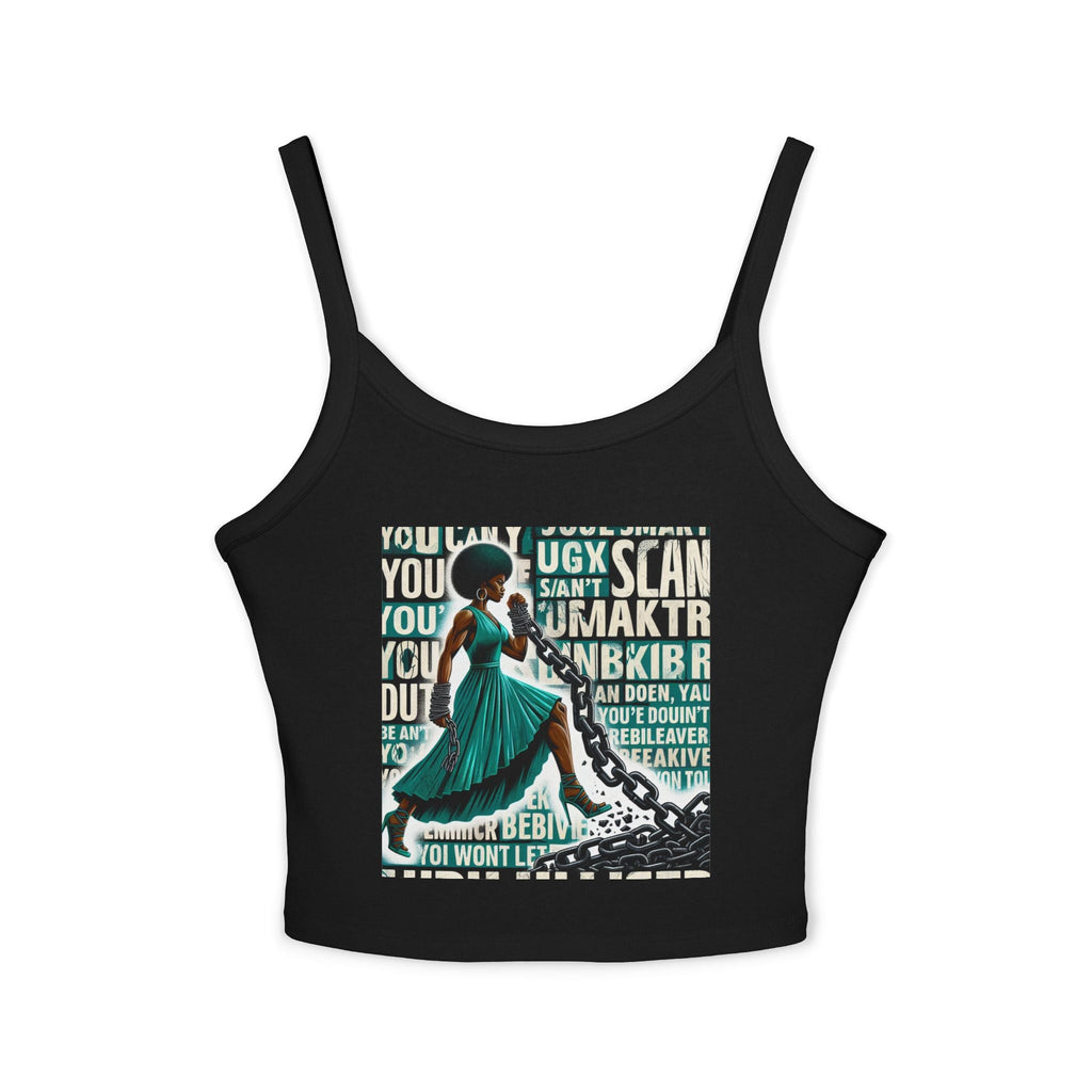 Empowered Woman Spaghetti Strap Tank Top - Inspirational Fashion for Females, Summer Tops, Gift for Her, Festival Wear, Casual Style Printify