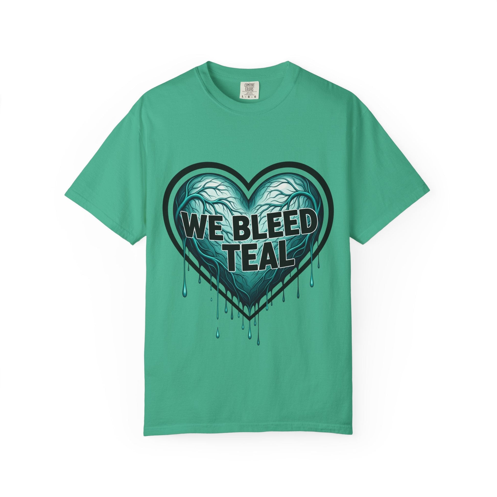 Teal Heart Awareness T-shirt, Unisex Gift for Mental Health, Eco-Friendly Tee, Bleed Teal Support, Casual Everyday Wear Printify