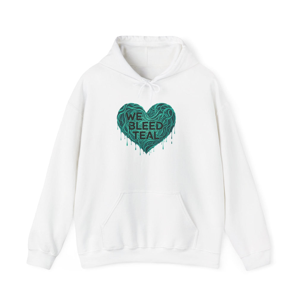 Teal Heart Sweatshirt - Awareness Hoodie for Cancer Support, Cozy Gift for Friends, Unisex Hooded Sweatshirt, Comfort Wear Printify