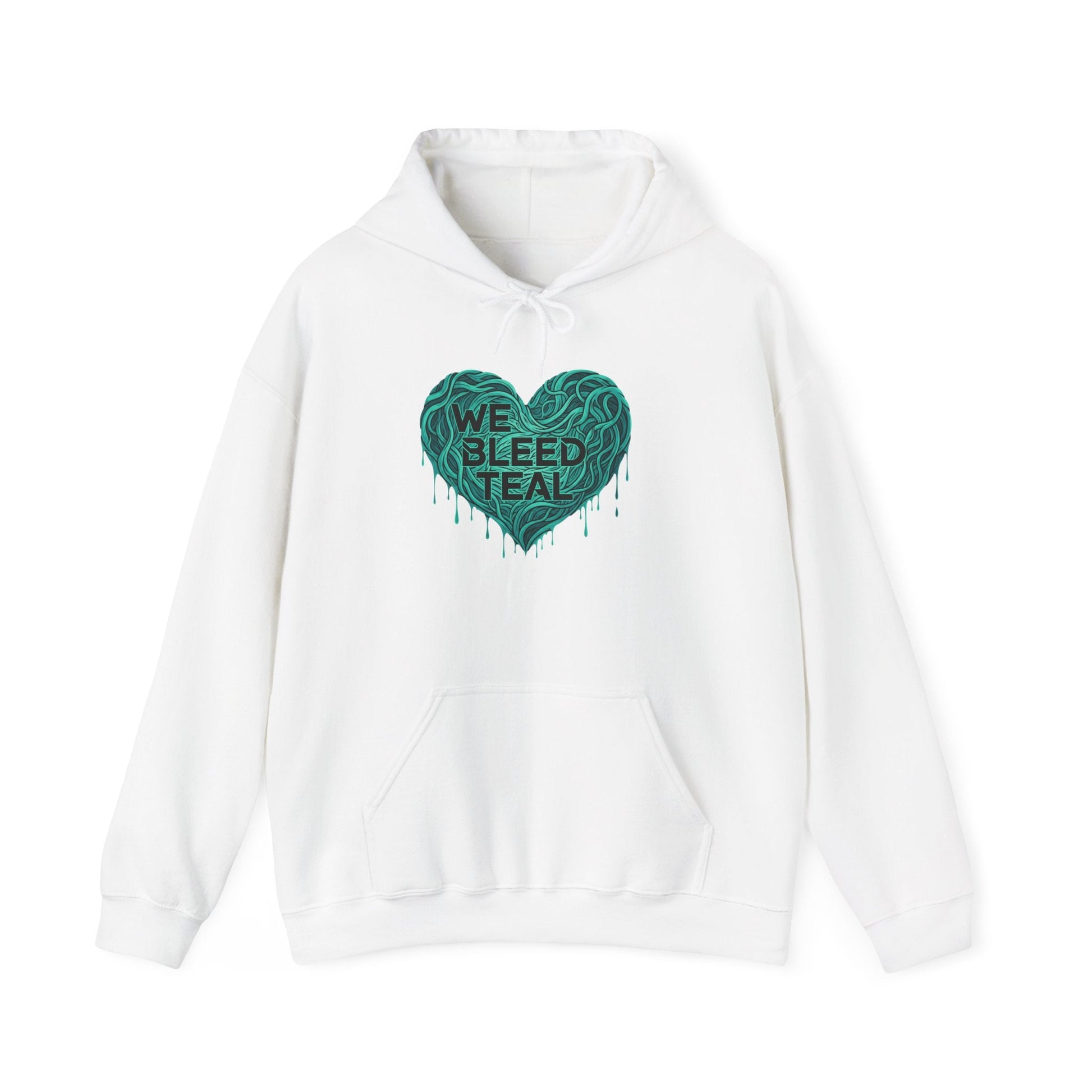 Teal Heart Sweatshirt - Awareness Hoodie for Cancer Support, Cozy Gift for Friends, Unisex Hooded Sweatshirt, Comfort Wear Printify