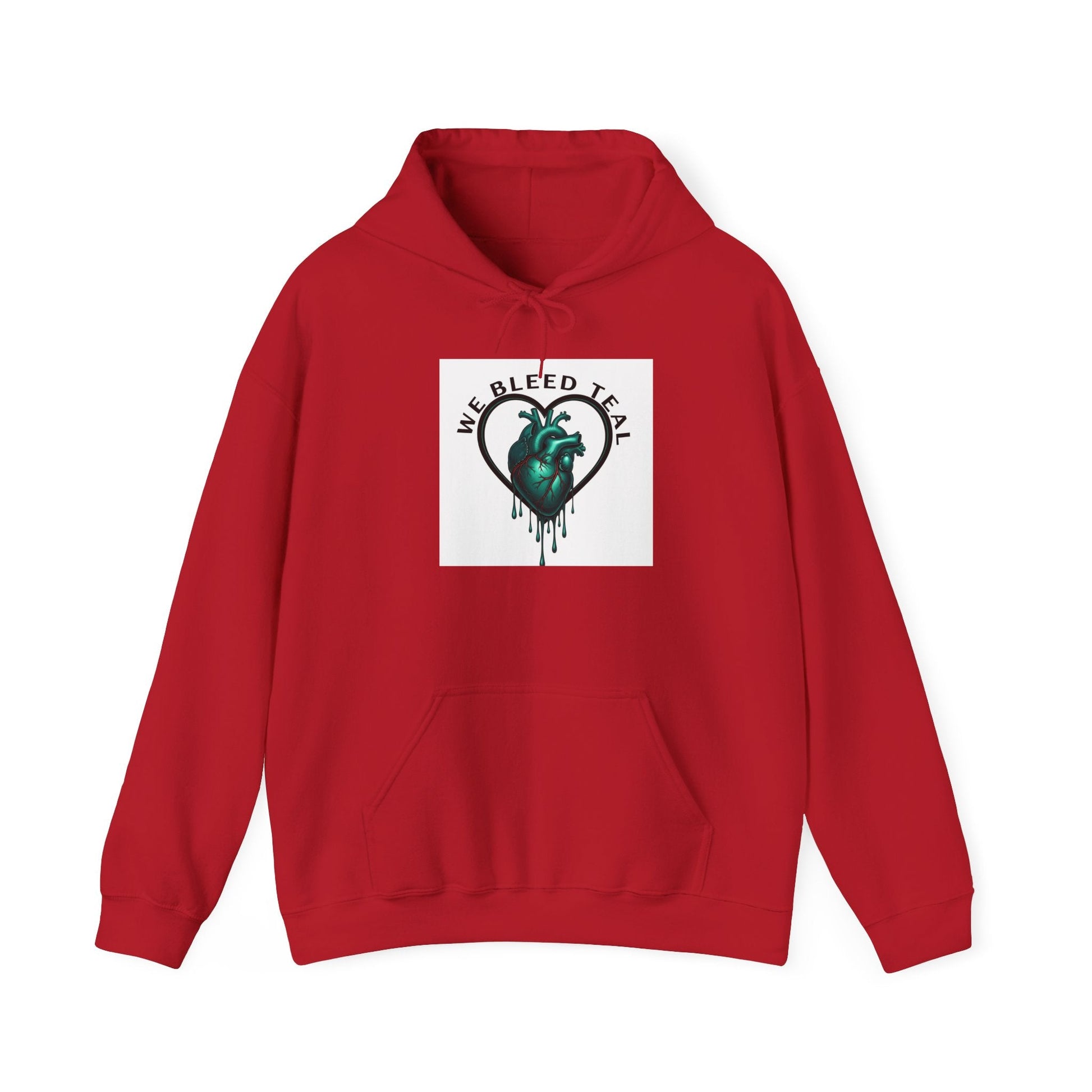 Teal Heart Drip Hoodie - Unisex Sweatshirt, Casual Wear, Gift for Her, Unique Style, Fall Fashion, Cozy Outfit Printify