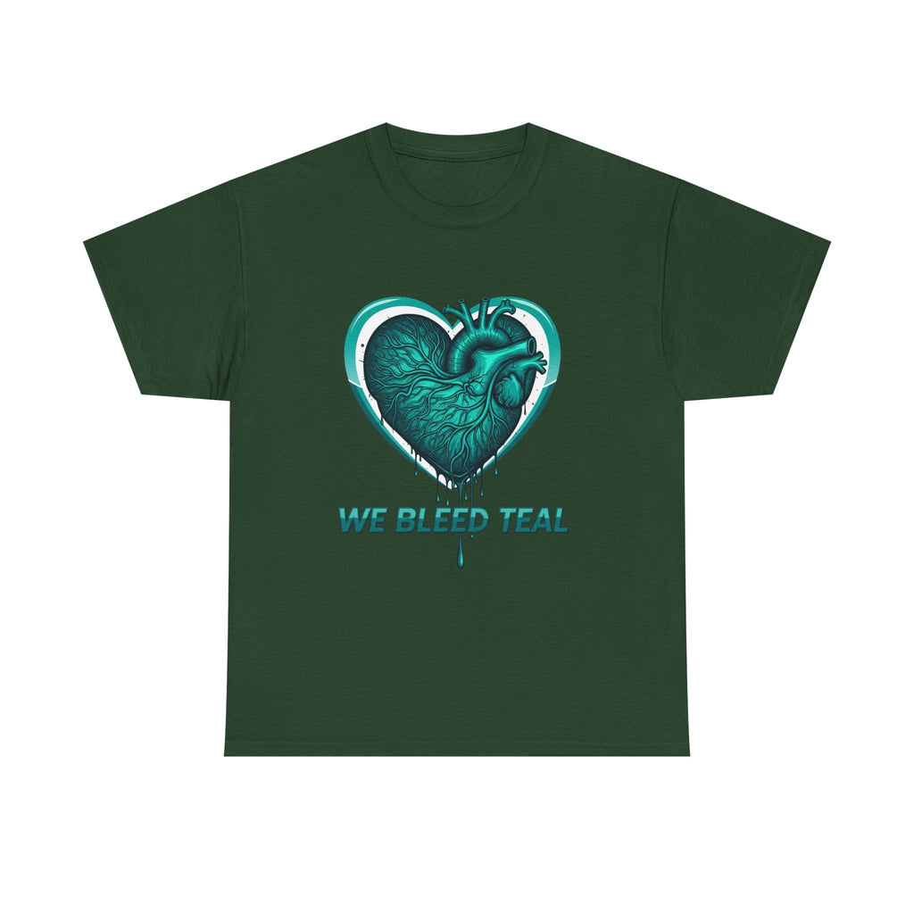Teal Heart Awareness Tee, Unisex Cotton Shirt, Supportive Gear, Medical Awareness, Gift for Loved Ones, Casual Wear Printify