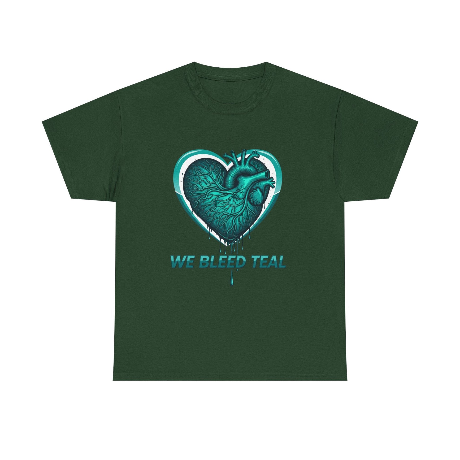 Teal Heart Awareness Tee, Unisex Cotton Shirt, Supportive Gear, Medical Awareness, Gift for Loved Ones, Casual Wear Printify