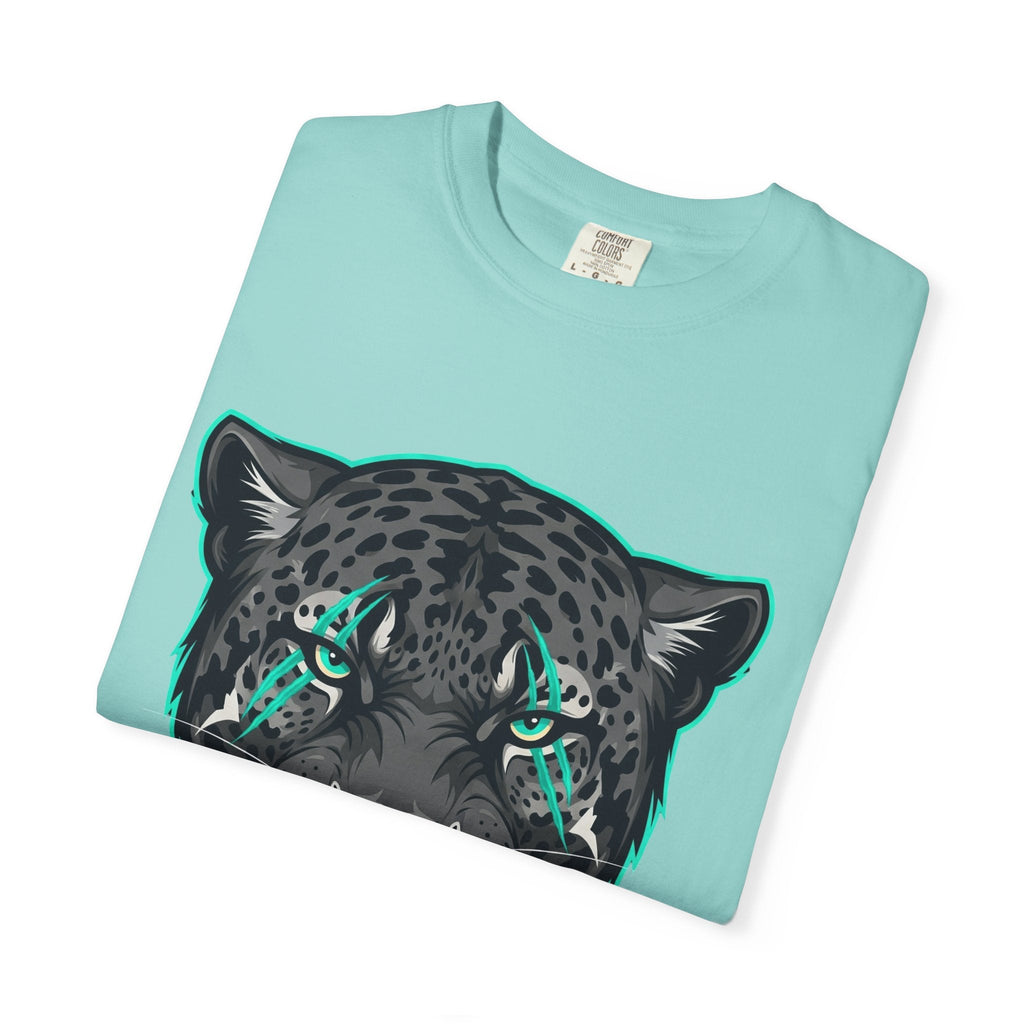 Teal Panther Unisex T-Shirt, Casual Graphic Tee, Animal Lover Gift, Unique Style, Eco-Friendly Apparel Printify