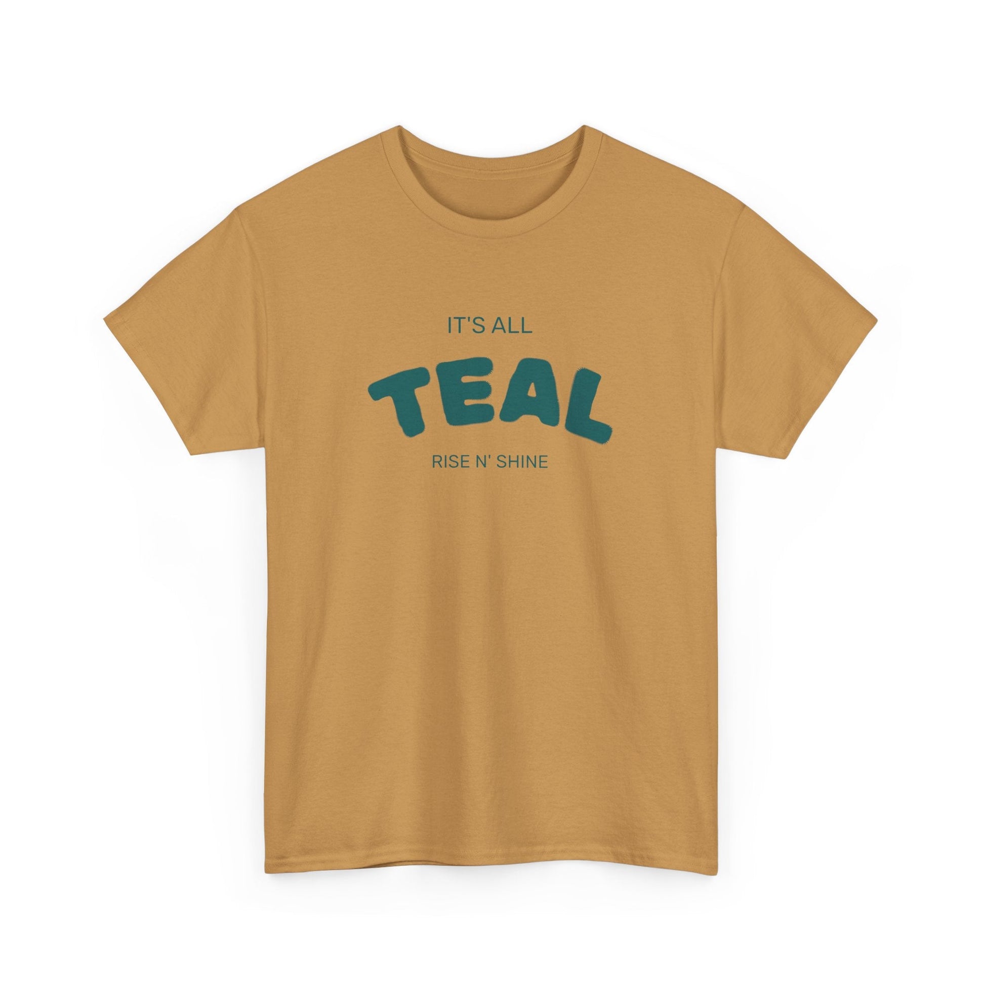 Unisex Teal Graphic Tee - Rise N Shine, Casual Wear, Gift for Her, Everyday Style, Summer Fashion