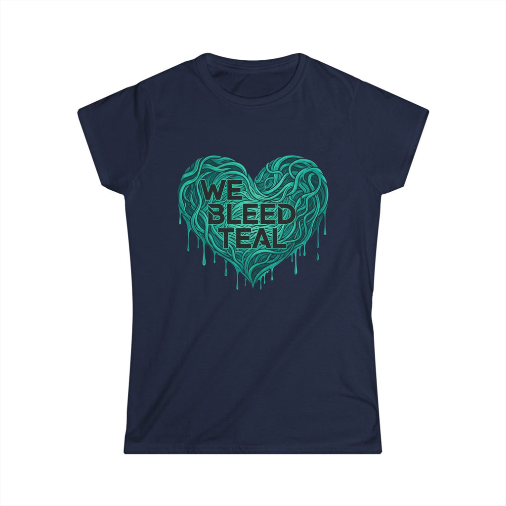 Teal Heart Awareness Tee, Support Awareness, Cancer Awareness Workout Shirt, Inspirational Gift, Softstyle Women's T-Shirt Printify
