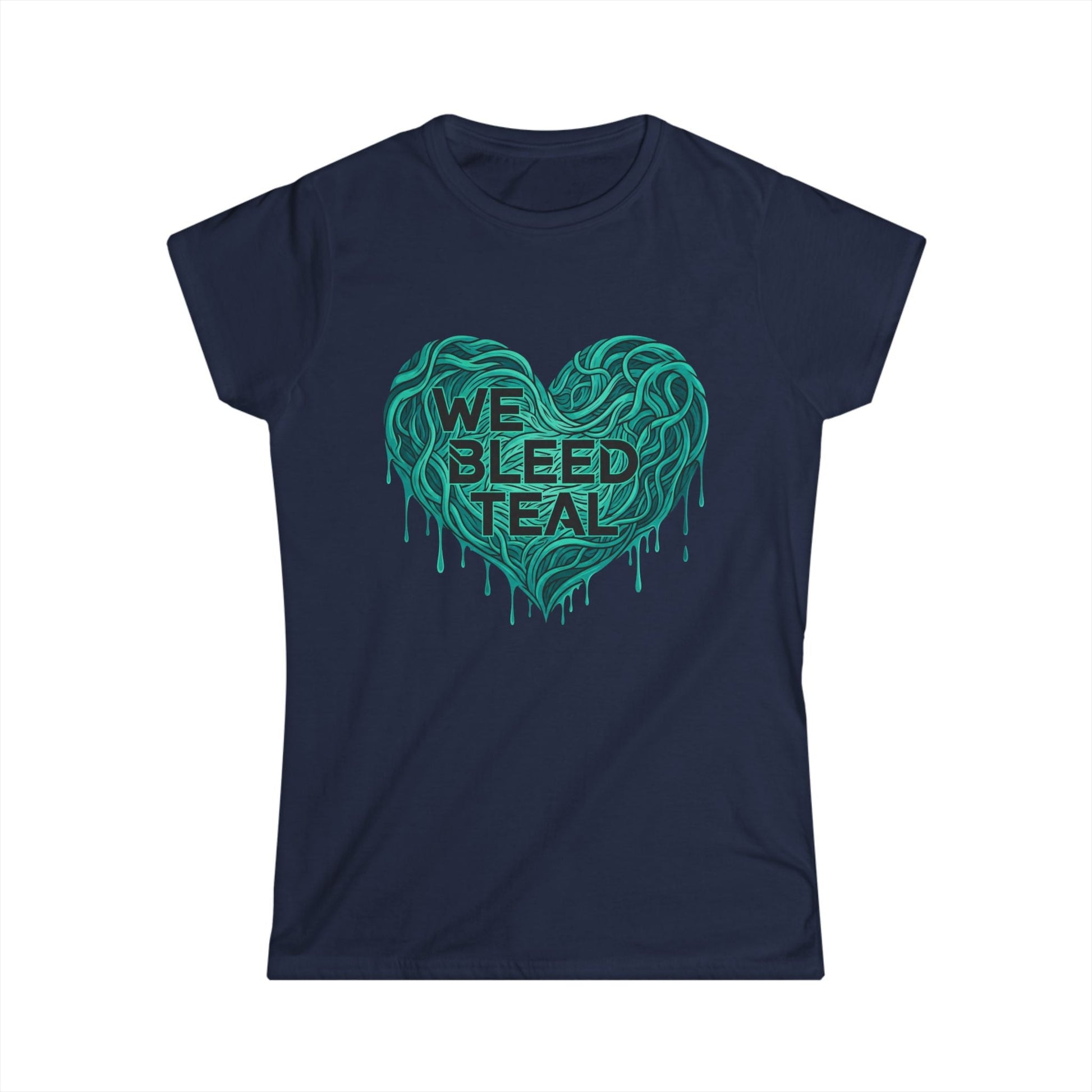 Teal Heart Awareness Tee, Support Awareness, Cancer Awareness Workout Shirt, Inspirational Gift, Softstyle Women's T-Shirt Printify