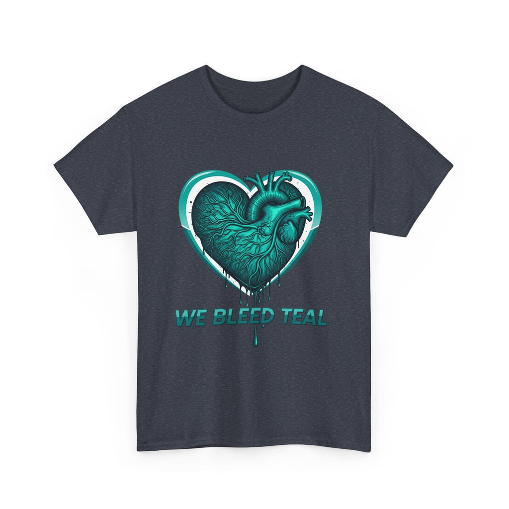 Teal Heart Awareness Tee, Unisex Cotton Shirt, Supportive Gear, Medical Awareness, Gift for Loved Ones, Casual Wear Printify