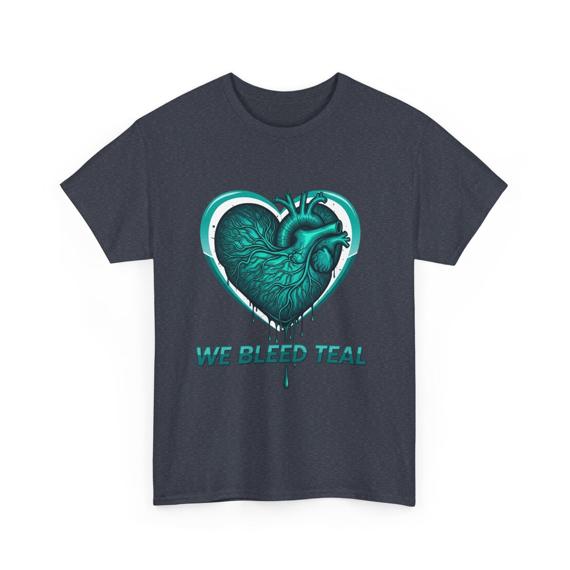 Teal Heart Awareness Tee, Unisex Cotton Shirt, Supportive Gear, Medical Awareness, Gift for Loved Ones, Casual Wear Printify