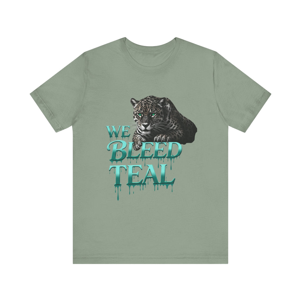 Teal Panther Graphic Tee - We Bleed Teal T-Shirt, Casual Unisex Shirt, Animal Lover Gift, Sports Fans Apparel, Unique Graphic Top Printify