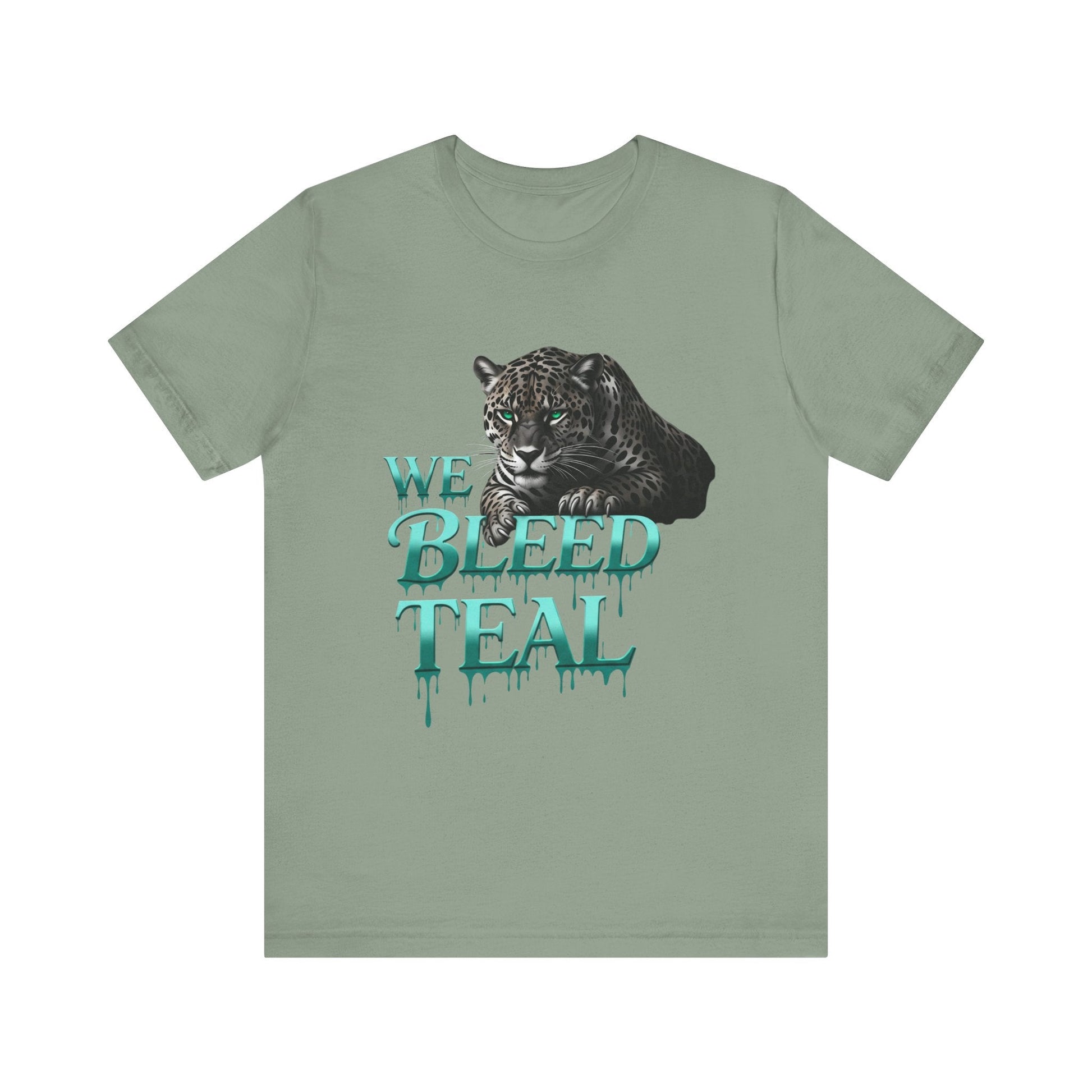 Teal Panther Graphic Tee - We Bleed Teal T-Shirt, Casual Unisex Shirt, Animal Lover Gift, Sports Fans Apparel, Unique Graphic Top Printify