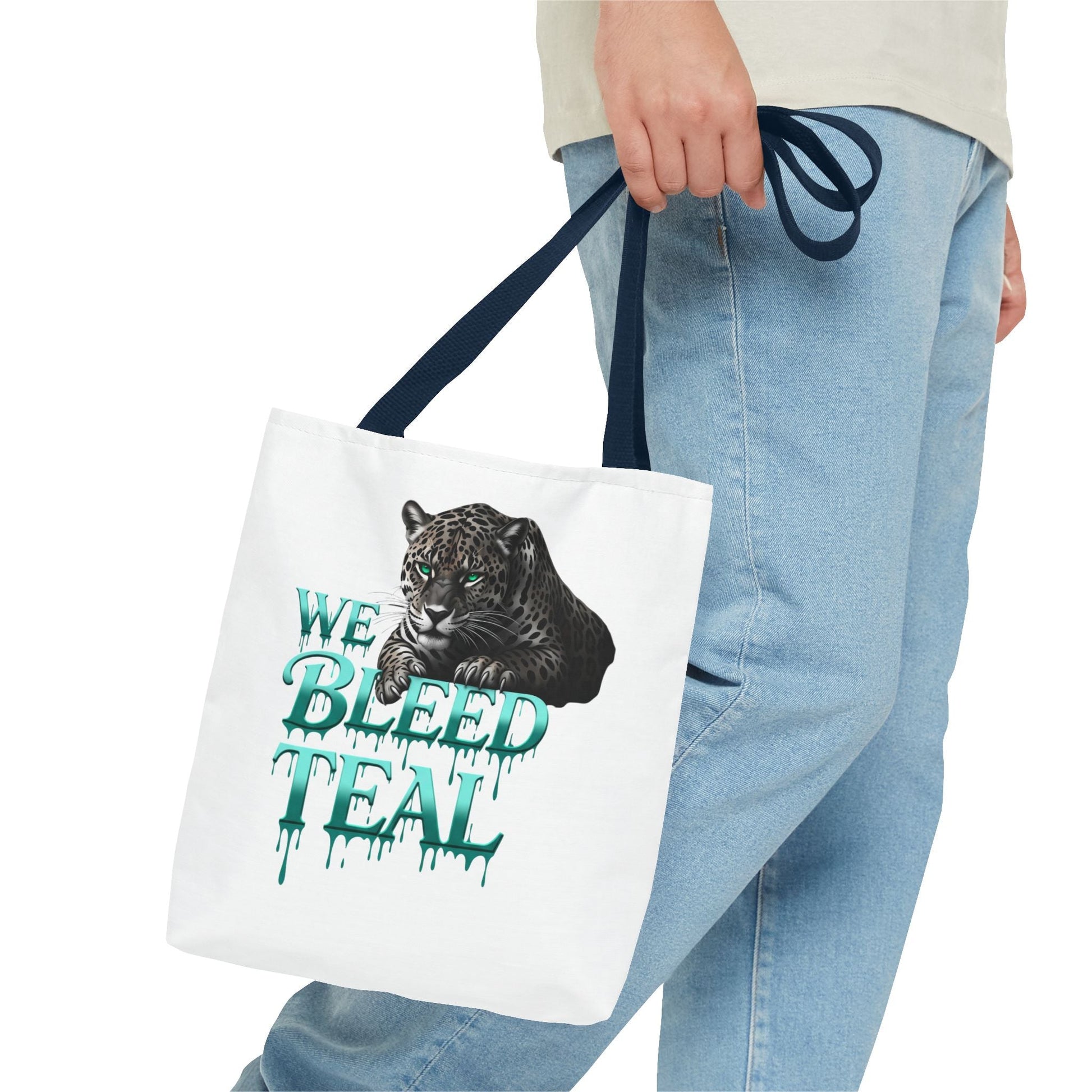 Teal Panther Tote Bag - We Bleed Teal, Animal Lover Gift, Eco-Friendly Bag, College Student Accessory, Unique Shopping Tote Printify