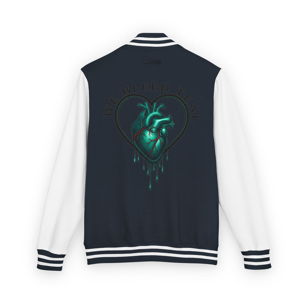 Unisex Heavyweight Letterman Jacket with We Bleed Teal Design | Comfort Wear for Game Day, Sports Events, Nostalgia Rides, [...]